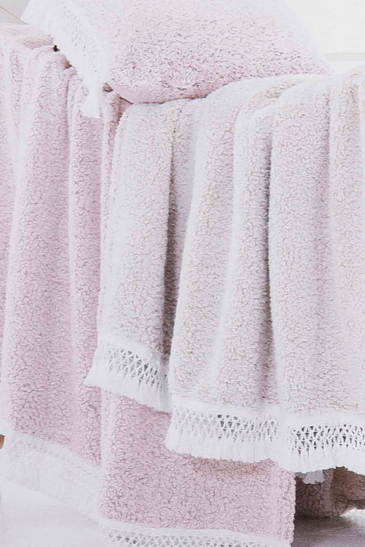 Redtag-Pink-Fur-Sherpa-Throw-With-Lace-Fringe-Category:Throws,-Colour:Pink,-Deals:New-In,-Filter:Home-Bedroom,-HMW-BED-Throws,-New-In-HMW-BED,-Non-Sale,-Section:Homewares,-W22A-Home-Bedroom-