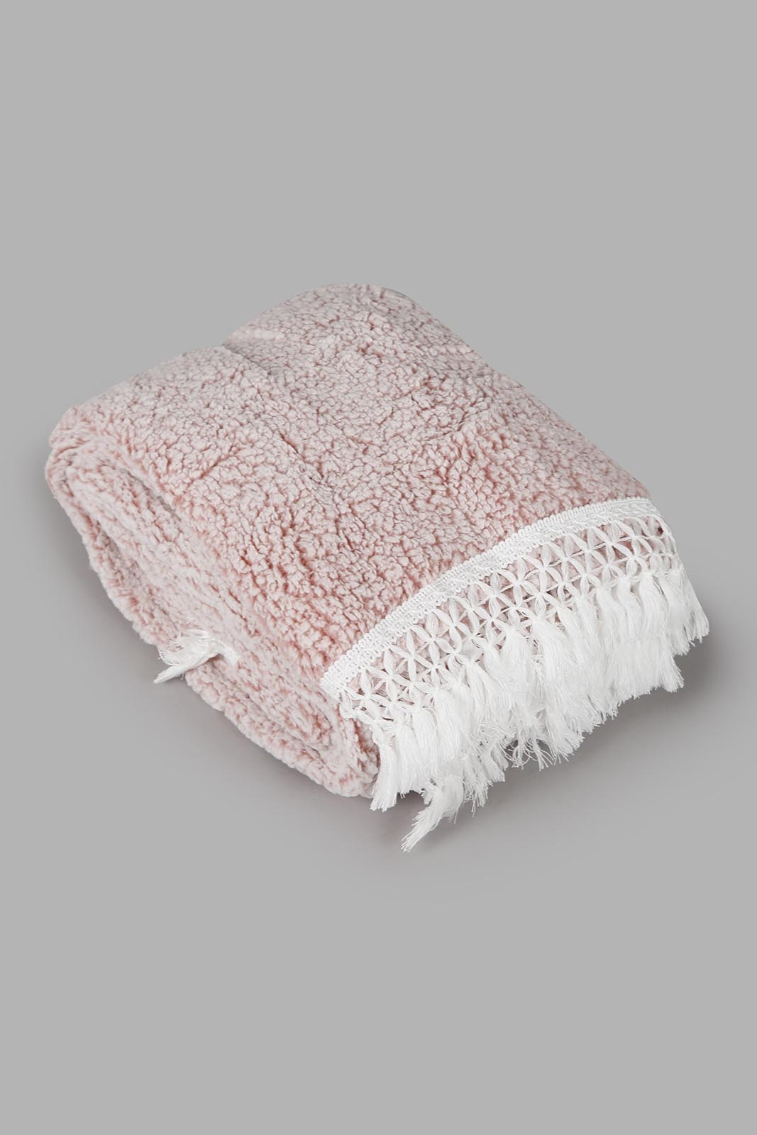 Redtag-Pink-Fur-Sherpa-Throw-With-Lace-Fringe-Category:Throws,-Colour:Pink,-Deals:New-In,-Filter:Home-Bedroom,-HMW-BED-Throws,-New-In-HMW-BED,-Non-Sale,-Section:Homewares,-W22A-Home-Bedroom-