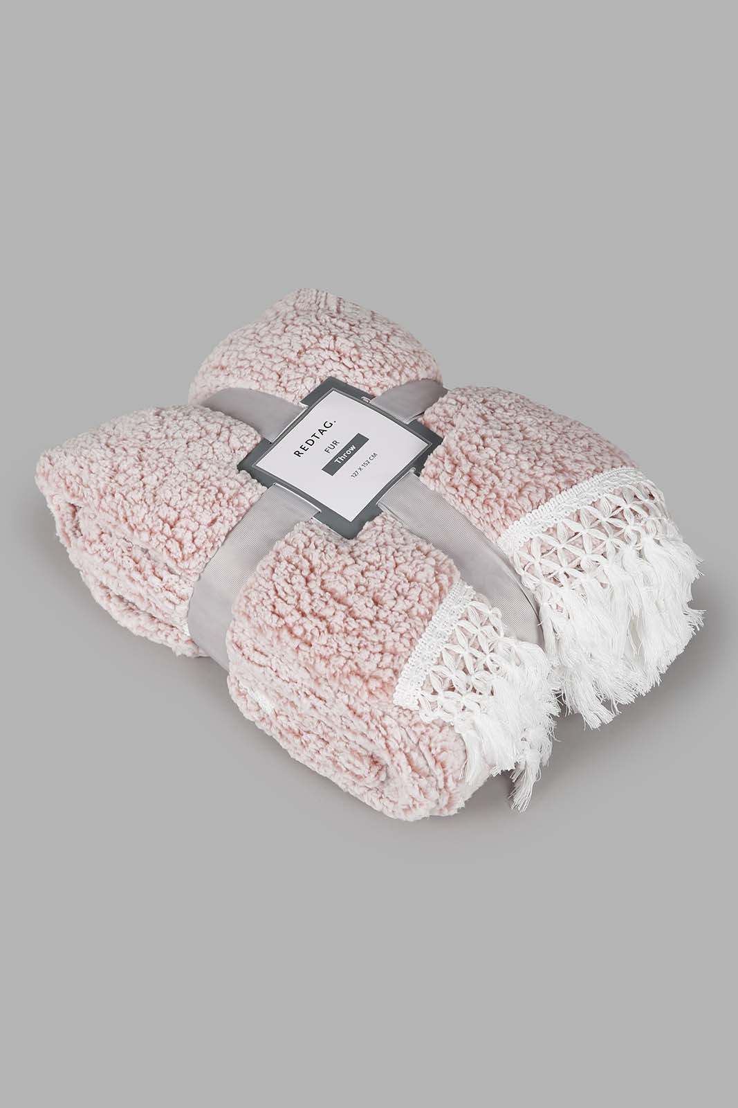 Redtag-Pink-Fur-Sherpa-Throw-With-Lace-Fringe-Category:Throws,-Colour:Pink,-Deals:New-In,-Filter:Home-Bedroom,-HMW-BED-Throws,-New-In-HMW-BED,-Non-Sale,-Section:Homewares,-W22A-Home-Bedroom-