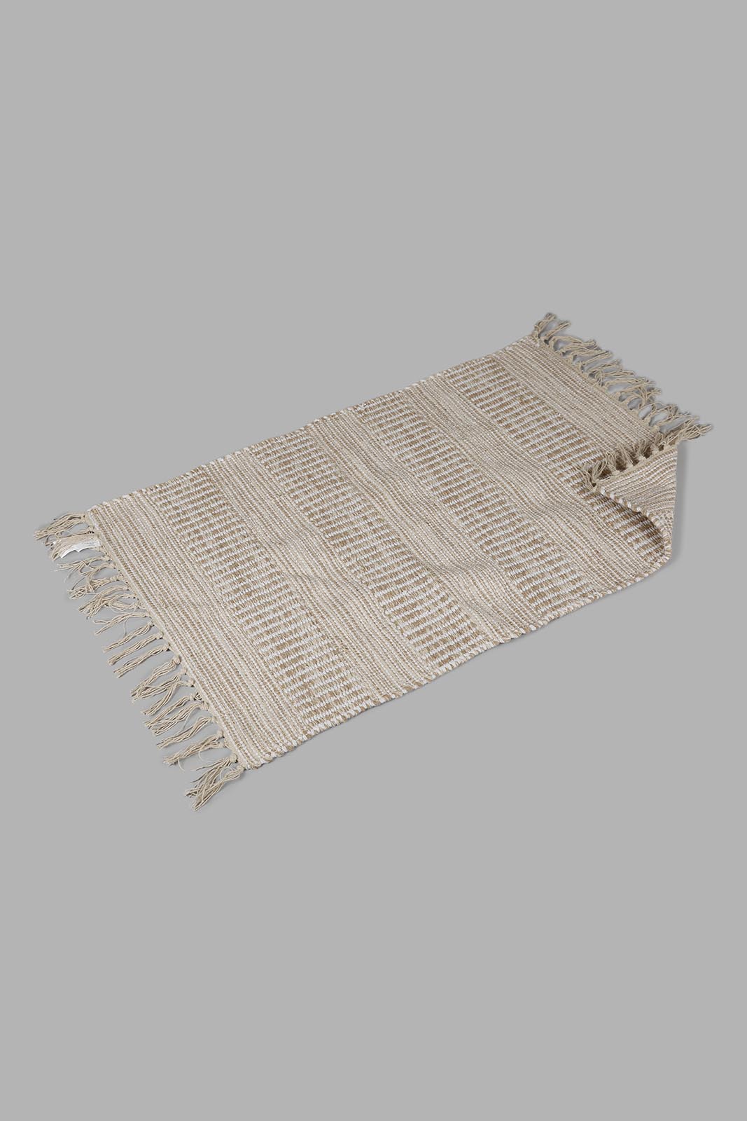 Redtag-White-Stripe-Pattern-Dhurrie-With-Tassel-Category:Rugs,-Colour:White,-Deals:New-In,-Filter:Home-Decor,-HMW-HOM-Rugs-&-Door-Mats,-New-In-HMW-HOM,-Non-Sale,-Section:Homewares,-W22B-Home-Decor-