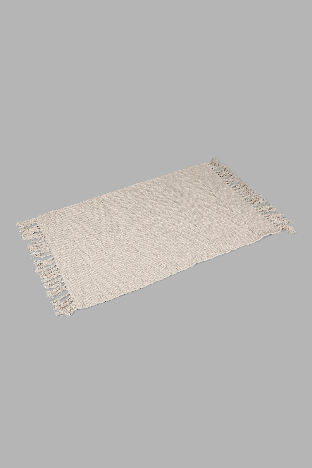 Redtag-White-Chevron-Pattern-With-Tassel-Dhurrie-Category:Rugs,-Colour:White,-Deals:New-In,-Filter:Home-Decor,-HMW-HOM-Rugs-&-Door-Mats,-New-In-HMW-HOM,-Non-Sale,-Section:Homewares,-W22B-Home-Decor-