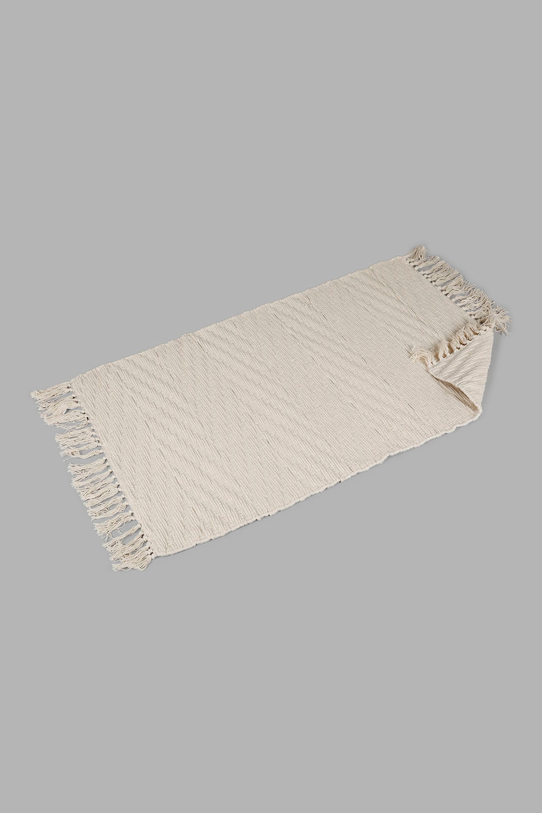 Redtag-White-Chevron-Pattern-With-Tassel-Dhurrie-Category:Rugs,-Colour:White,-Deals:New-In,-Filter:Home-Decor,-HMW-HOM-Rugs-&-Door-Mats,-New-In-HMW-HOM,-Non-Sale,-Section:Homewares,-W22B-Home-Decor-