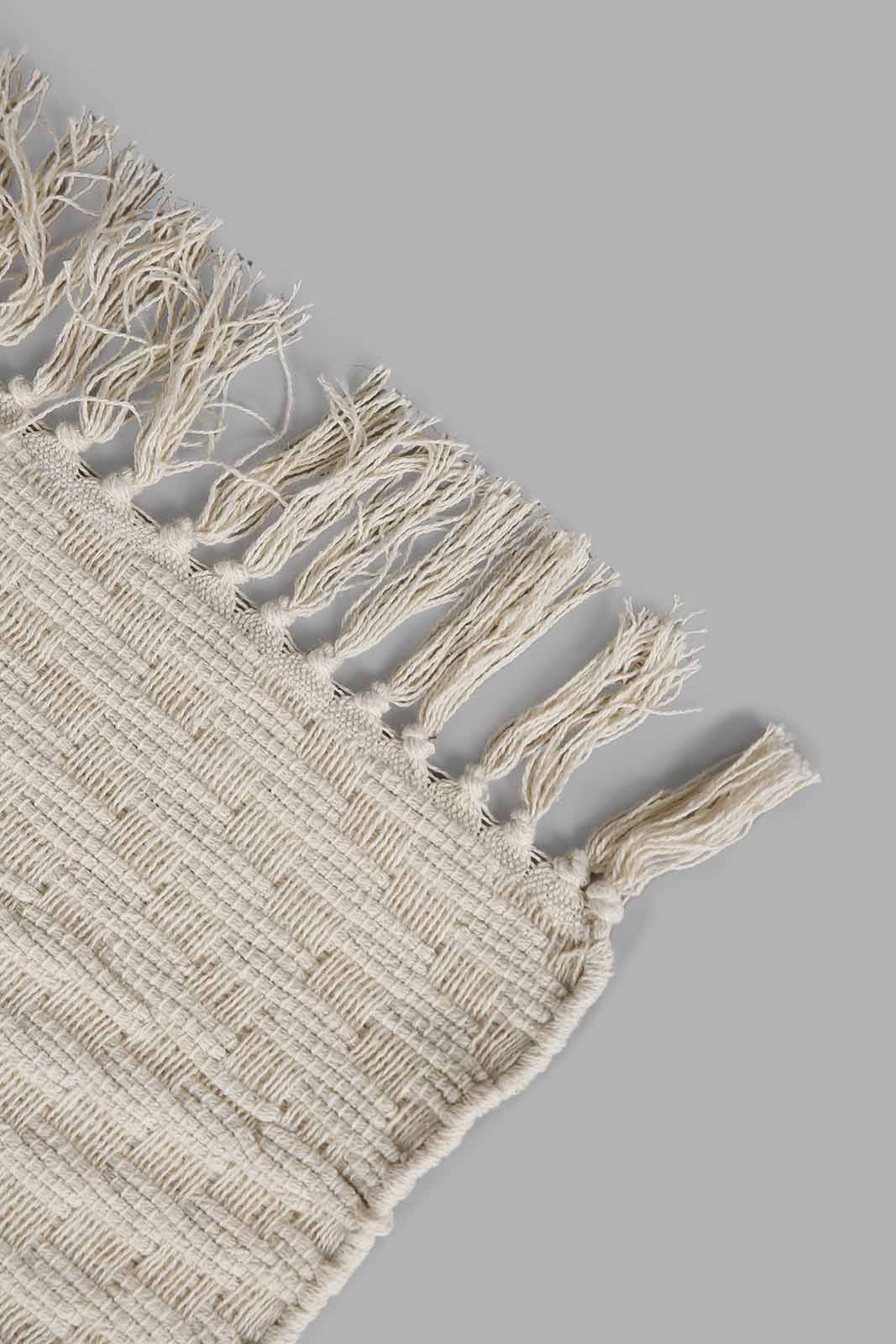 Redtag-White-Chevron-Pattern-With-Tassel-Dhurrie-Category:Rugs,-Colour:White,-Deals:New-In,-Filter:Home-Decor,-HMW-HOM-Rugs-&-Door-Mats,-New-In-HMW-HOM,-Non-Sale,-Section:Homewares,-W22B-Home-Decor-