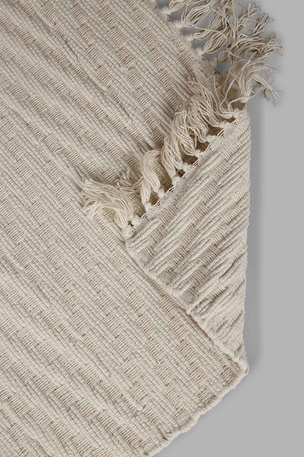 Redtag-White-Chevron-Pattern-With-Tassel-Dhurrie-Category:Rugs,-Colour:White,-Deals:New-In,-Filter:Home-Decor,-HMW-HOM-Rugs-&-Door-Mats,-New-In-HMW-HOM,-Non-Sale,-Section:Homewares,-W22B-Home-Decor-