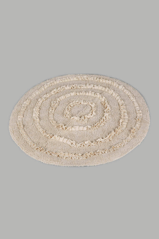 Redtag-Beige-Cotton-Tufted-Crochet-Round-Dhurrie-Category:Rugs,-Colour:Beige,-Deals:New-In,-Filter:Home-Decor,-HMW-HOM-Rugs-&-Door-Mats,-New-In-HMW-HOM,-Non-Sale,-Section:Homewares,-W22B-Home-Decor-