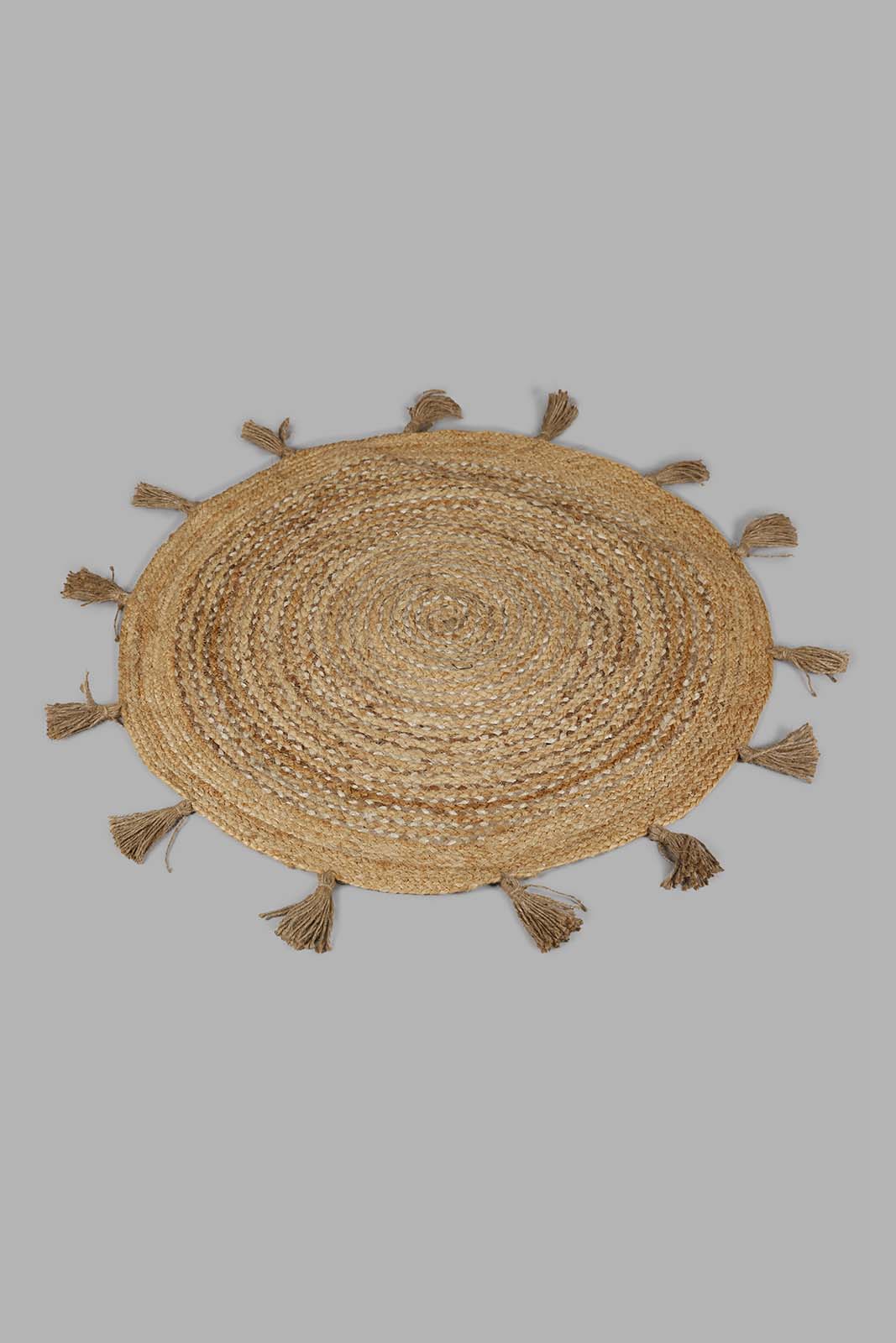 Redtag-Brown-Jute-Round-Dhurrie-With-Tassel-Category:Rugs,-Colour:Brown,-Deals:New-In,-Filter:Home-Decor,-HMW-HOM-Rugs-&-Door-Mats,-New-In-HMW-HOM,-Non-Sale,-Section:Homewares,-W22B-Home-Decor-