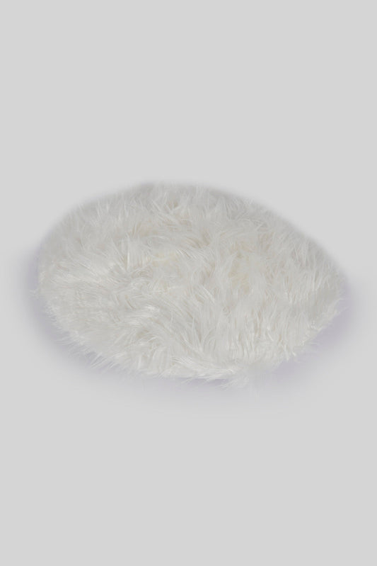 Redtag-Ivory-Fur-Round-Cushion-Category:Cushions,-Colour:Ivory,-Deals:New-In,-Dept:Home,-Filter:Home-Bedroom,-HMW-BED-Cushions,-New-In-HMW-BED,-Non-Sale,-Section:Homewares,-W22A-Home-Bedroom-