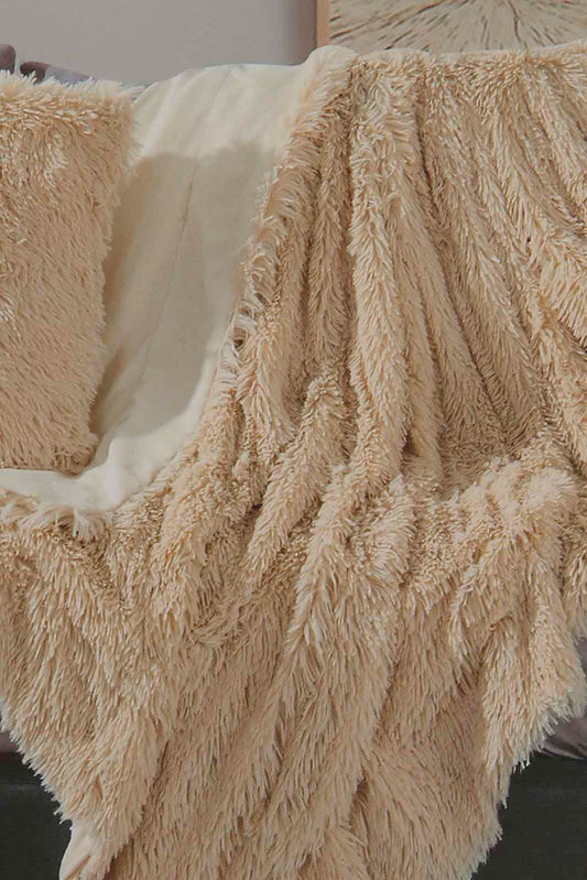 Redtag-Beige-Fur-Throw-Category:Throws,-Colour:Beige,-Deals:New-In,-Filter:Home-Bedroom,-HMW-BED-Throws,-New-In-HMW-BED,-Non-Sale,-Section:Homewares,-W22A-Home-Bedroom-