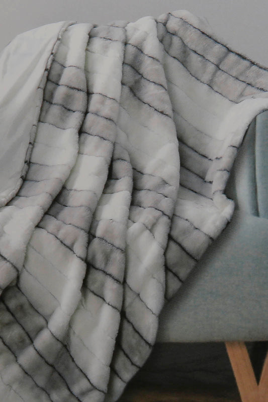 Redtag-White-With-Grey-Stripes-Fur-Throw-Category:Throws,-Colour:White,-Deals:New-In,-Filter:Home-Bedroom,-HMW-BED-Throws,-New-In-HMW-BED,-Non-Sale,-Section:Homewares,-W22A-Home-Bedroom-