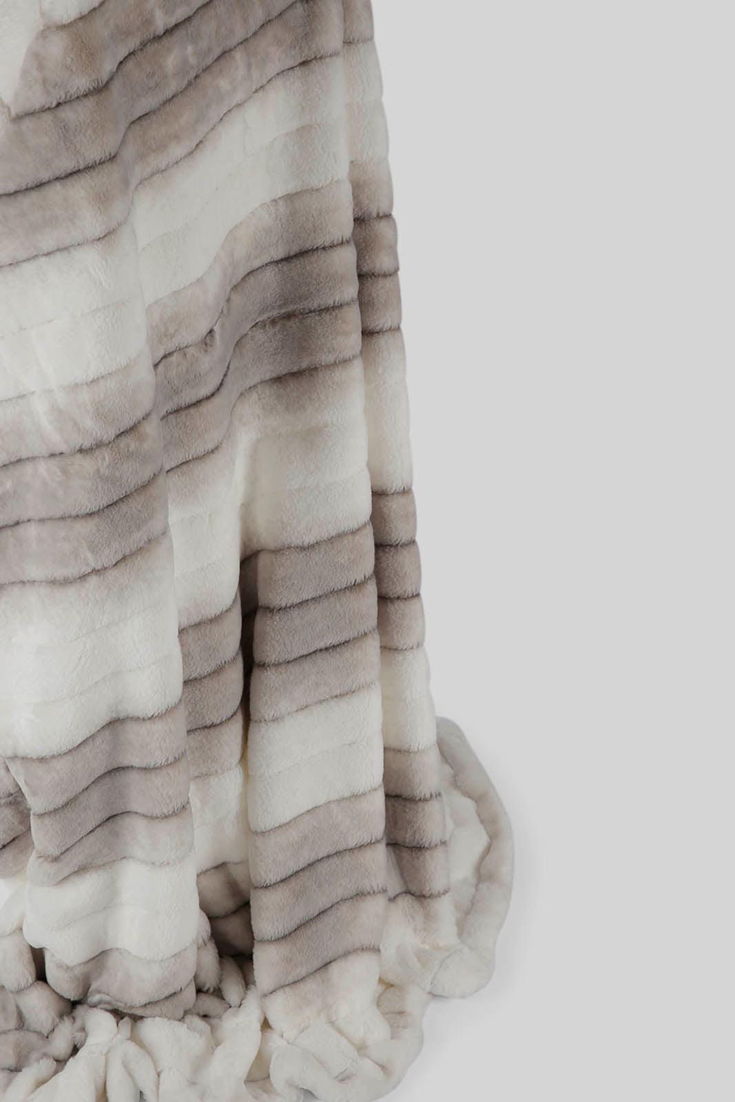 Redtag-White-With-Grey-Stripes-Fur-Throw-Category:Throws,-Colour:White,-Deals:New-In,-Filter:Home-Bedroom,-HMW-BED-Throws,-New-In-HMW-BED,-Non-Sale,-Section:Homewares,-W22A-Home-Bedroom-