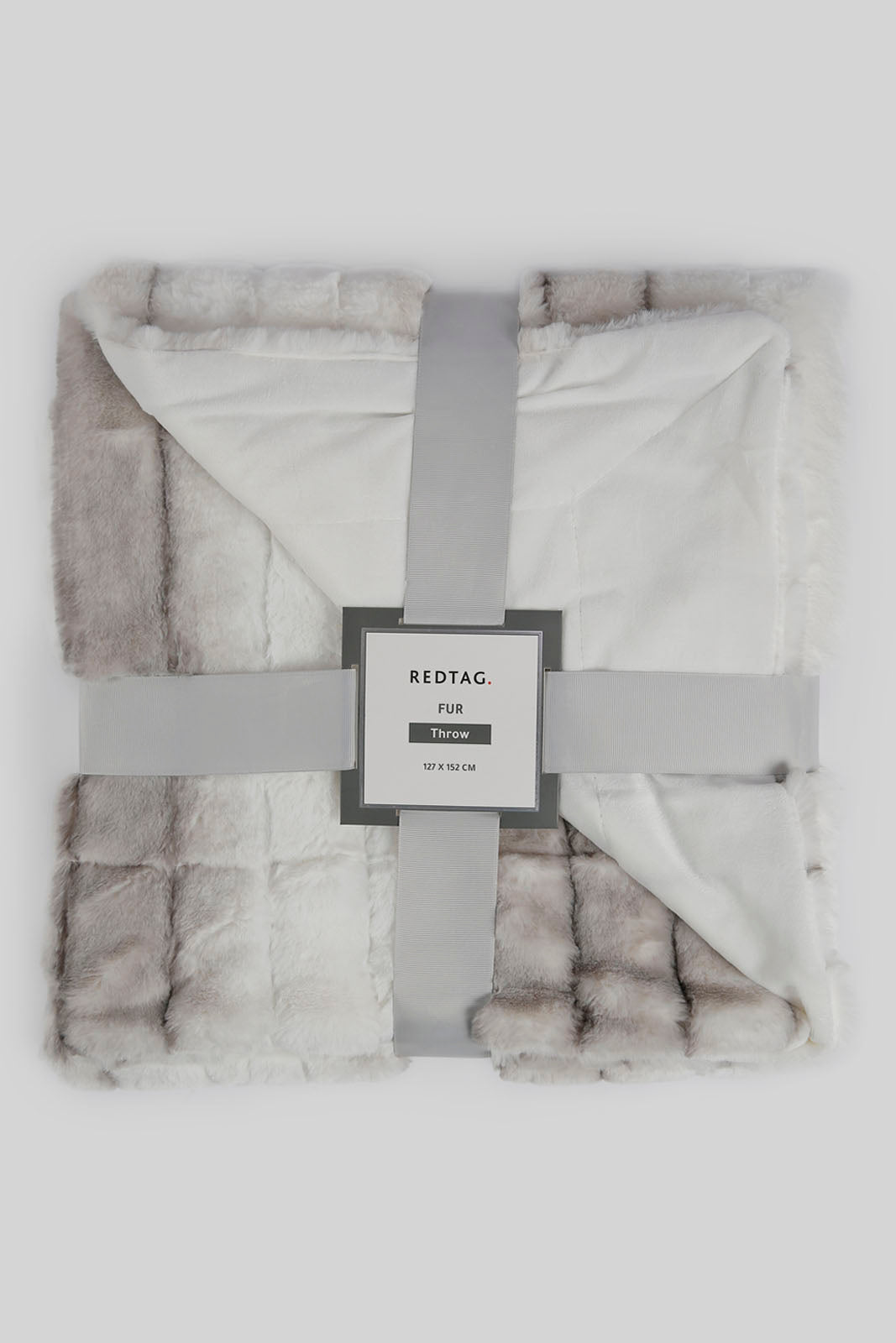 Redtag-White-With-Grey-Stripes-Fur-Throw-Category:Throws,-Colour:White,-Deals:New-In,-Filter:Home-Bedroom,-HMW-BED-Throws,-New-In-HMW-BED,-Non-Sale,-Section:Homewares,-W22A-Home-Bedroom-