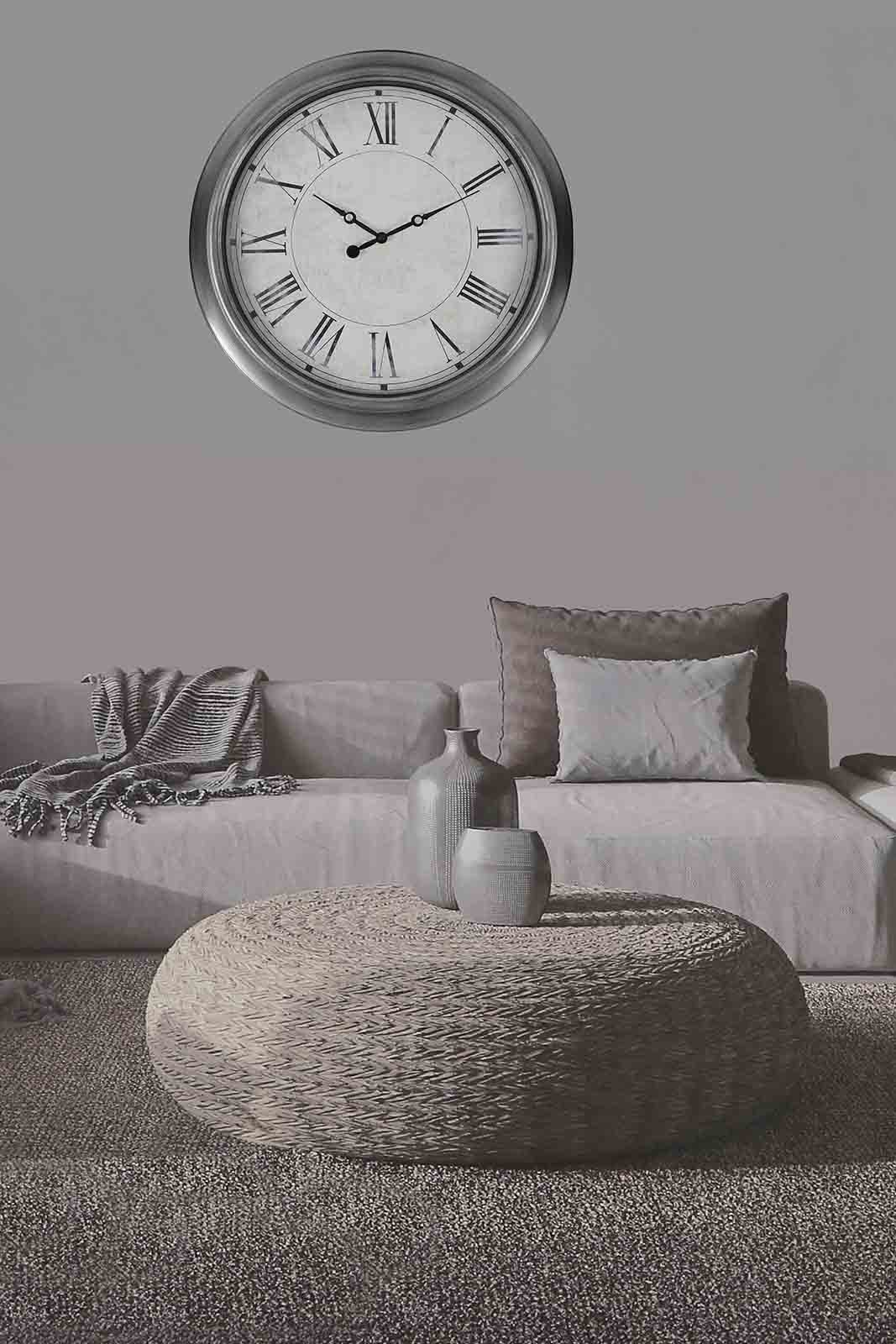 Redtag-Brushed-Silver-Decorative-Frame-Wall-Clock-Category:Clocks,-Colour:Silver,-Deals:New-In,-Filter:Home-Decor,-HMW-HOM-Wall-Decor-&-Mirrors,-New-In-HMW-HOM,-Non-Sale,-Section:Homewares,-W22B-Home-Decor-