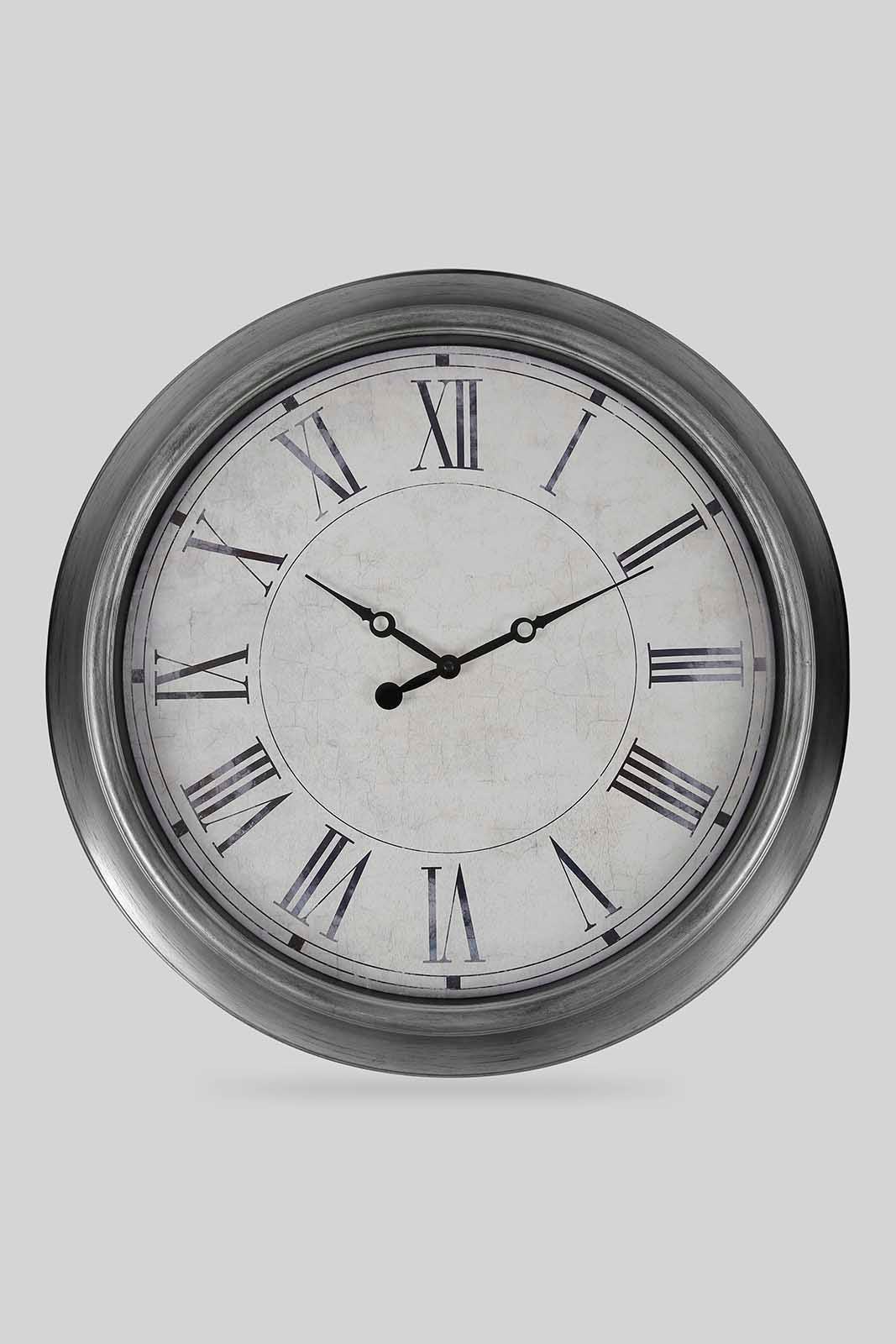 Redtag-Brushed-Silver-Decorative-Frame-Wall-Clock-Category:Clocks,-Colour:Silver,-Deals:New-In,-Filter:Home-Decor,-HMW-HOM-Wall-Decor-&-Mirrors,-New-In-HMW-HOM,-Non-Sale,-Section:Homewares,-W22B-Home-Decor-