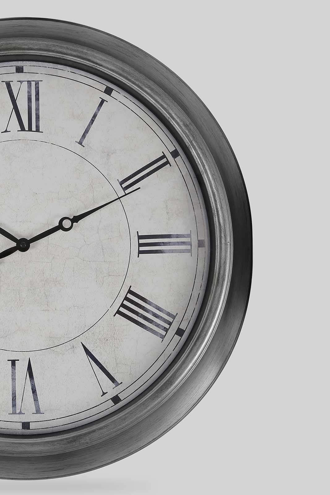 Redtag-Brushed-Silver-Decorative-Frame-Wall-Clock-Category:Clocks,-Colour:Silver,-Deals:New-In,-Filter:Home-Decor,-HMW-HOM-Wall-Decor-&-Mirrors,-New-In-HMW-HOM,-Non-Sale,-Section:Homewares,-W22B-Home-Decor-