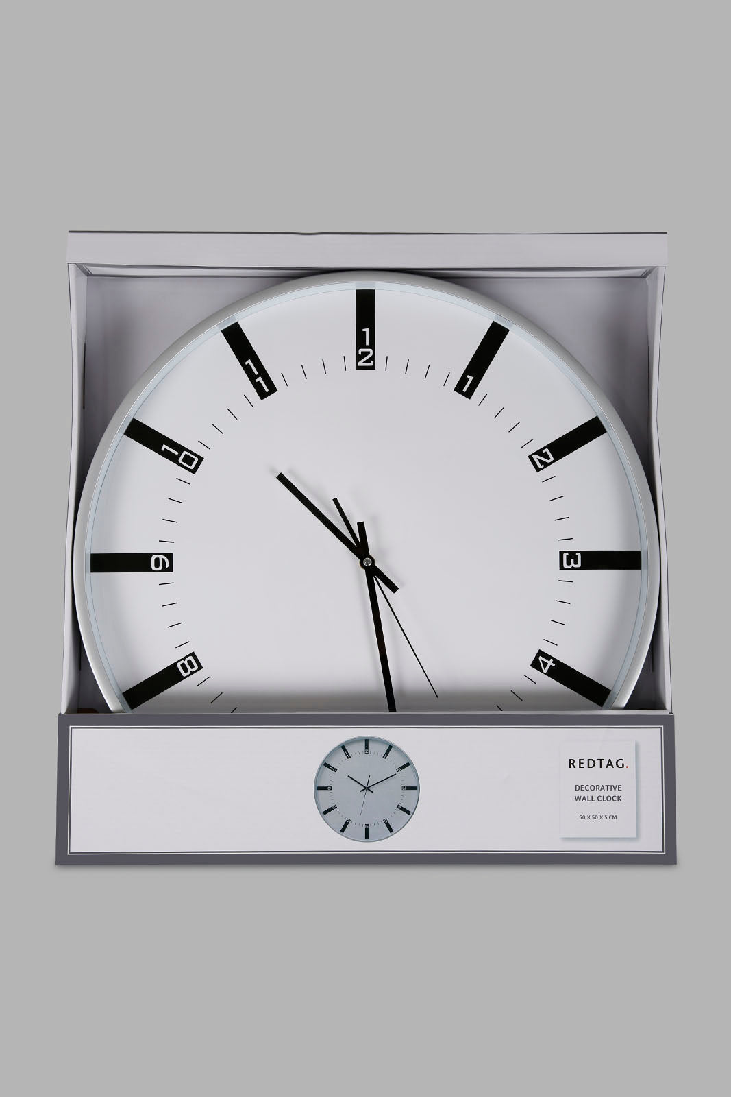 Redtag-Silver-Decorative-Wall-Clock-Category:Clocks,-Colour:Silver,-Deals:New-In,-Filter:Home-Decor,-HMW-HOM-Wall-Decor-&-Mirrors,-New-In-HMW-HOM,-Non-Sale,-Section:Homewares,-W22B-Home-Decor-