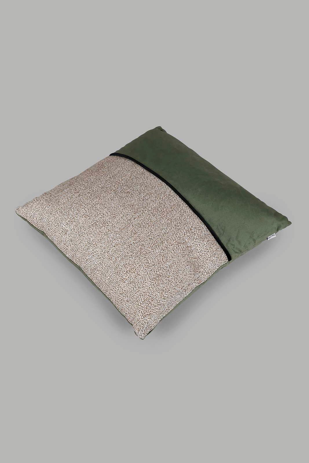 Redtag-Green-Patchwork-Jacquard-Cushion-Category:Cushions,-Colour:Green,-Deals:New-In,-Filter:Home-Bedroom,-HMW-BED-Cushions,-New-In-HMW-BED,-Non-Sale,-Section:Homewares,-W22A-Home-Bedroom-