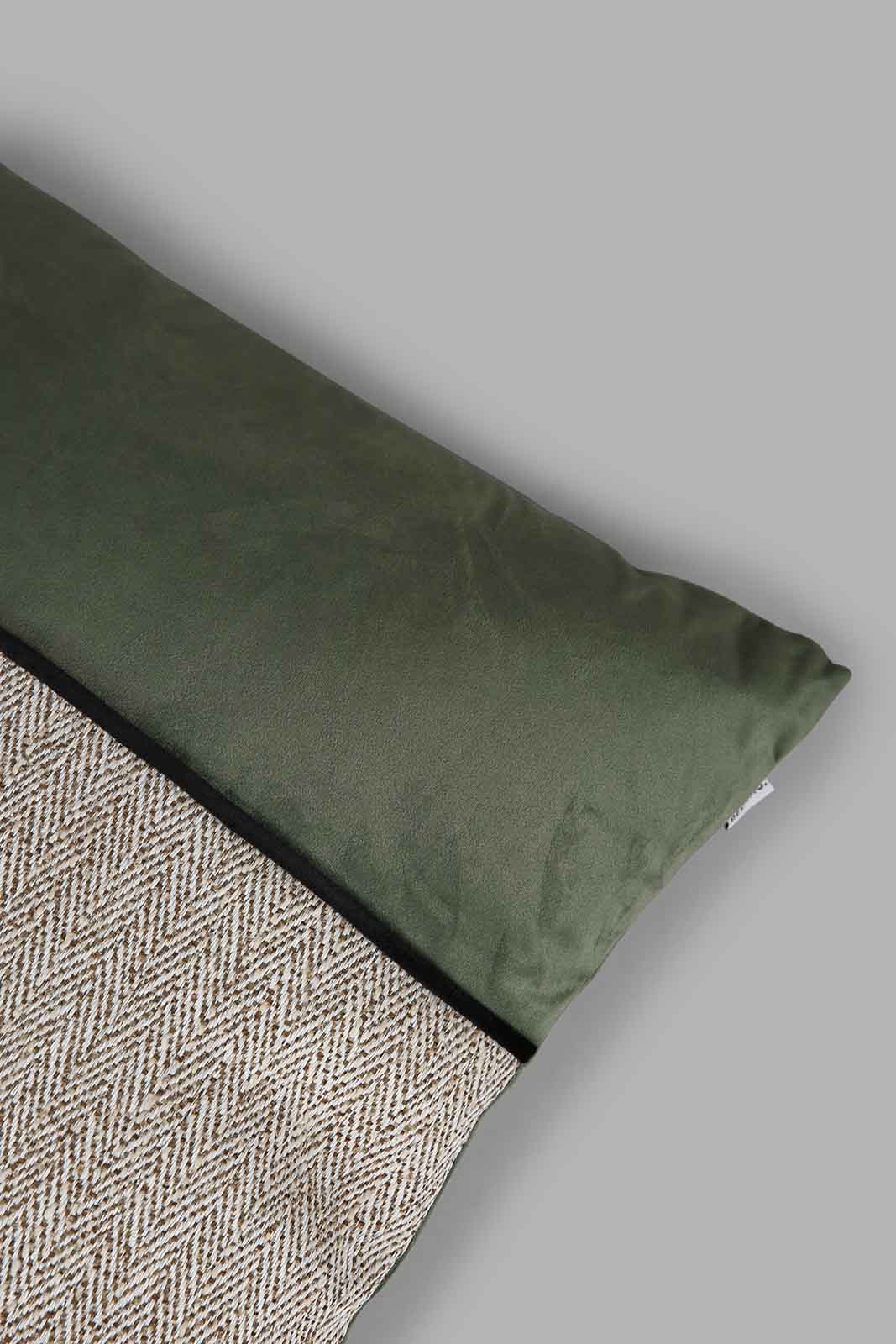 Redtag-Green-Patchwork-Jacquard-Cushion-Category:Cushions,-Colour:Green,-Deals:New-In,-Filter:Home-Bedroom,-HMW-BED-Cushions,-New-In-HMW-BED,-Non-Sale,-Section:Homewares,-W22A-Home-Bedroom-