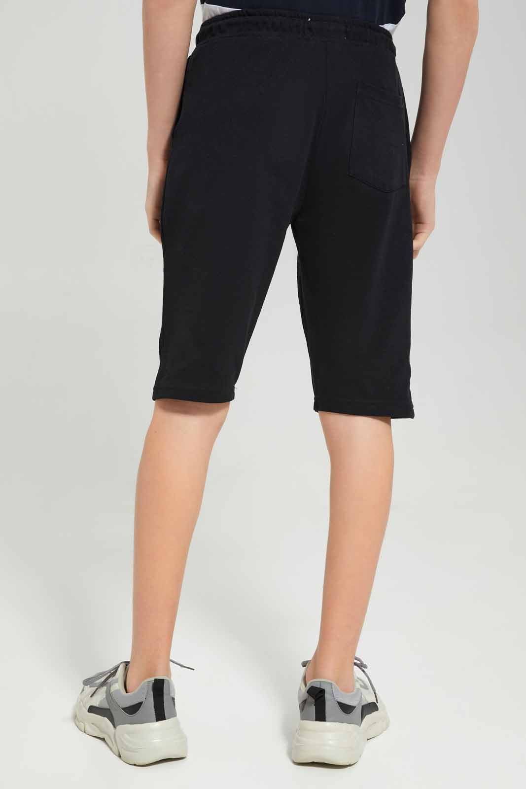 Redtag-Black-Pique-Active-Shorts-BSR-Shorts,-Category:Shorts,-Colour:Black,-Deals:New-In,-Filter:Senior-Boys-(8-to-14-Yrs),-New-In-BSR-APL,-Non-Sale,-Section:Boys-(0-to-14Yrs),-TBL,-W22A-Senior-Boys-9 to 14 Years