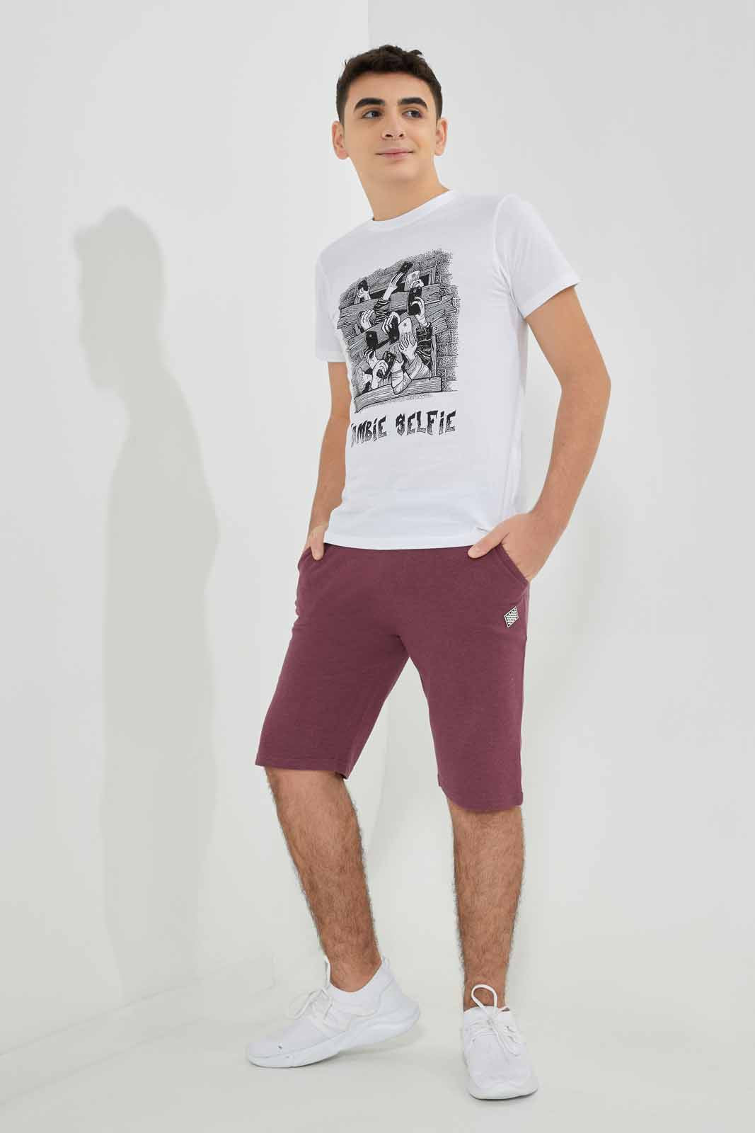Redtag-Burgundy-Pique-Active-Shorts-BSR-Shorts,-Category:Shorts,-Colour:Burgundy,-Deals:New-In,-Filter:Senior-Boys-(8-to-14-Yrs),-New-In-BSR-APL,-Non-Sale,-Section:Boys-(0-to-14Yrs),-TBL,-W22A-Senior-Boys-9 to 14 Years
