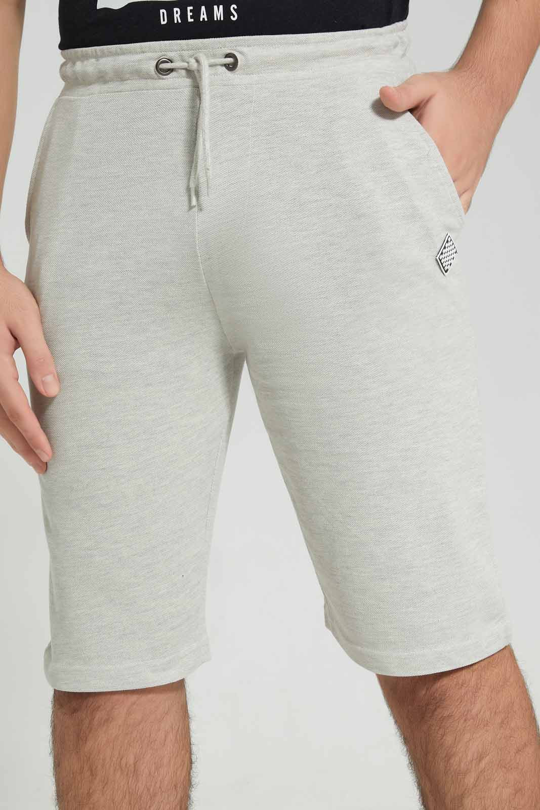 Redtag-Ecru-Mel-Pique-Active-Shorts-BSR-Shorts,-Category:Shorts,-Colour:Ecru,-Deals:New-In,-Filter:Senior-Boys-(8-to-14-Yrs),-New-In-BSR-APL,-Non-Sale,-Section:Boys-(0-to-14Yrs),-TBL,-W22A-Senior-Boys-9 to 14 Years