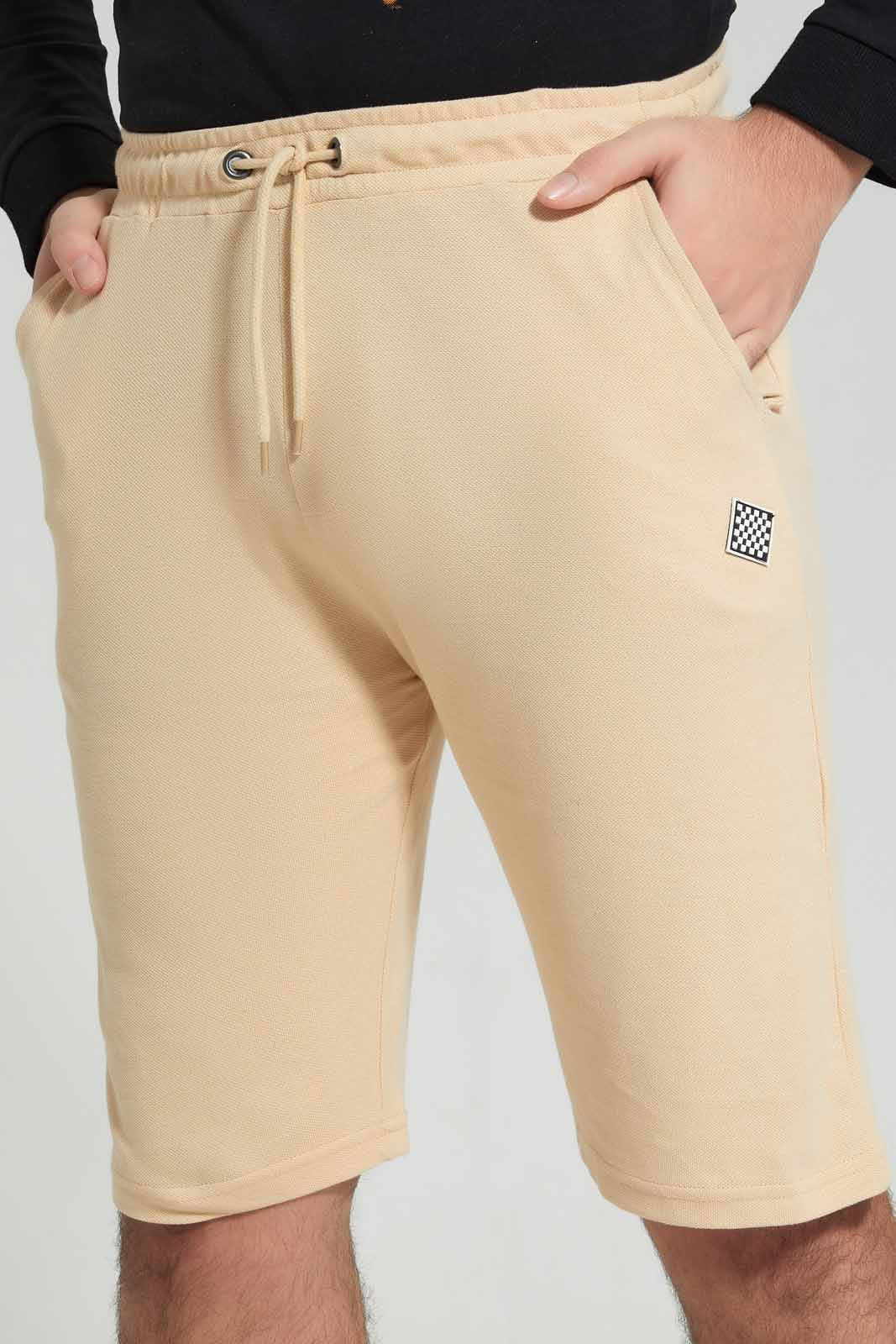 Redtag-Beige-Pique-Active-Shorts-BSR-Shorts,-Category:Shorts,-Colour:Beige,-Deals:New-In,-Filter:Senior-Boys-(8-to-14-Yrs),-New-In-BSR-APL,-Non-Sale,-Section:Boys-(0-to-14Yrs),-TBL,-W22A-Senior-Boys-9 to 14 Years
