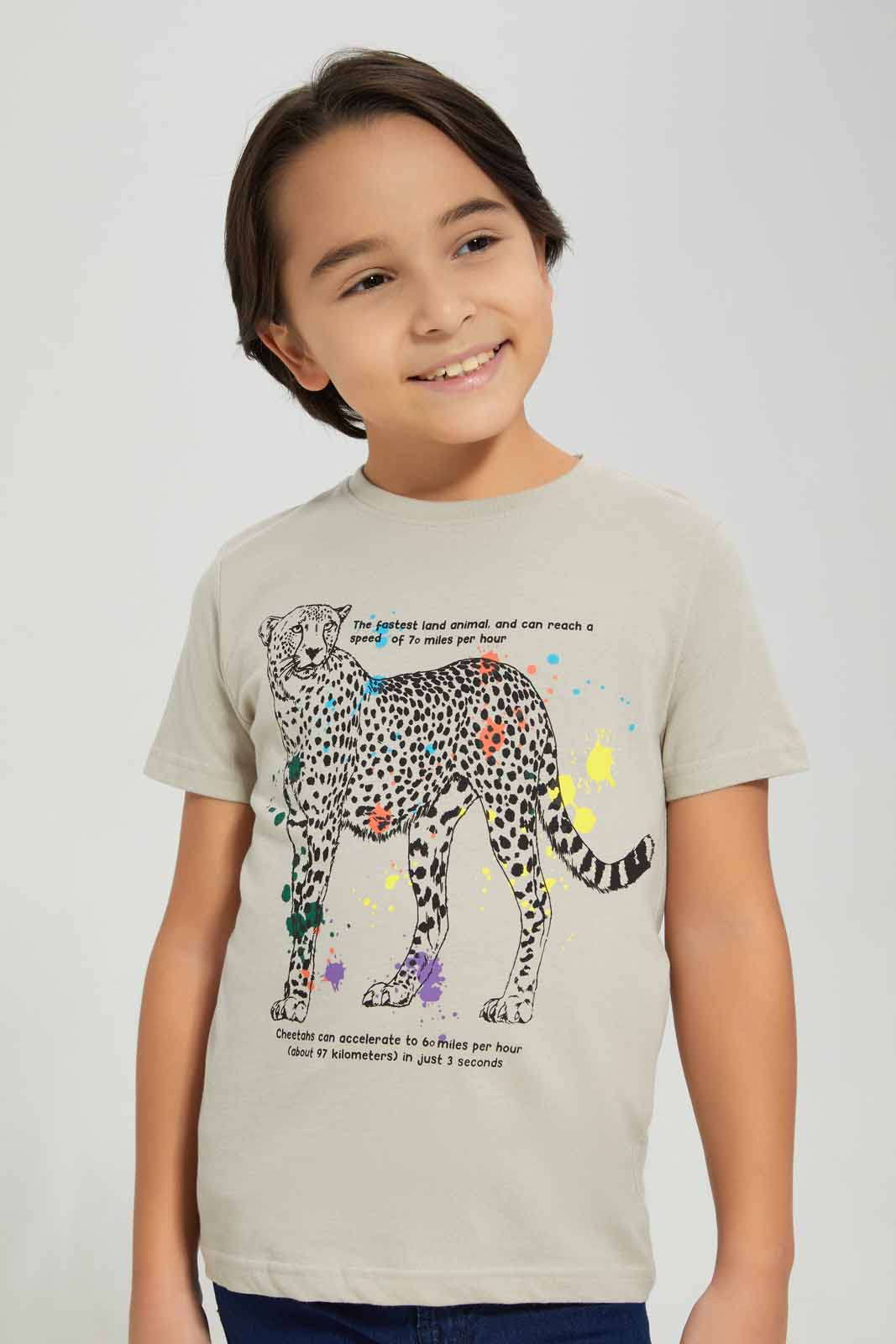 Redtag-Stone-Tiger-Print-Short-Sleeve-T-Shirt-BOY-T-Shirts,-Category:T-Shirts,-Colour:Stonewash,-Deals:New-In,-Filter:Boys-(2-to-8-Yrs),-New-In-BOY-APL,-Non-Sale,-Section:Boys-(0-to-14Yrs),-TBL,-W22A-Boys-2 to 8 Years