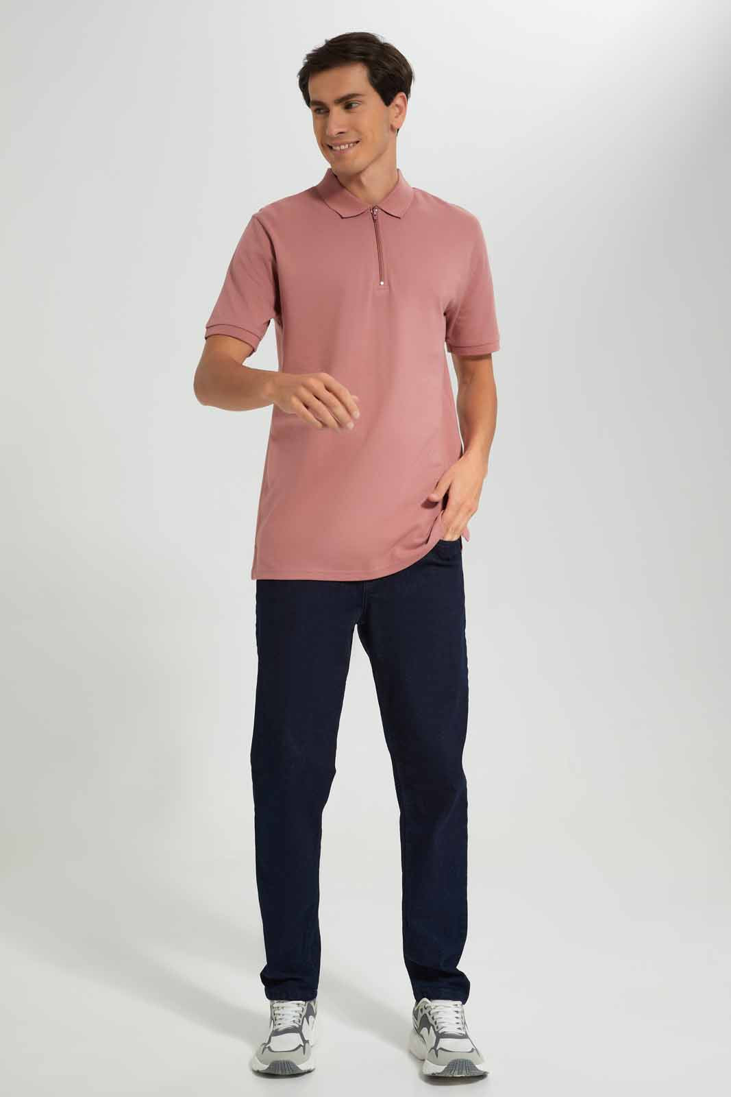 Redtag-Lilac-Zip-Placket-Polo-Shirt-Category:Polo-T-Shirts,-Colour:Lilac,-Deals:New-In,-Filter:Men's-Clothing,-Men-Polo-T-Shirts,-New-In-Men-APL,-Non-Sale,-Section:Men,-TBL,-W22A-Men's-