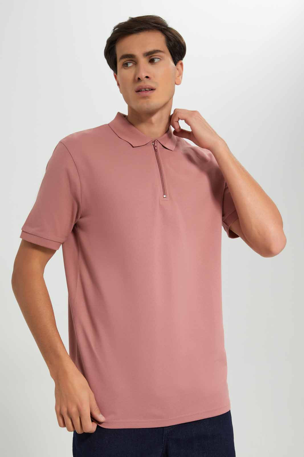 Redtag-Lilac-Zip-Placket-Polo-Shirt-Category:Polo-T-Shirts,-Colour:Lilac,-Deals:New-In,-Filter:Men's-Clothing,-Men-Polo-T-Shirts,-New-In-Men-APL,-Non-Sale,-Section:Men,-TBL,-W22A-Men's-