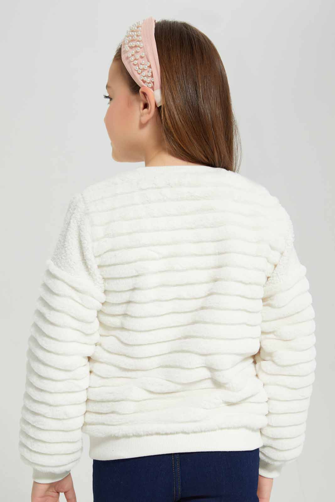 White Fur Sweatshirt For Girls
