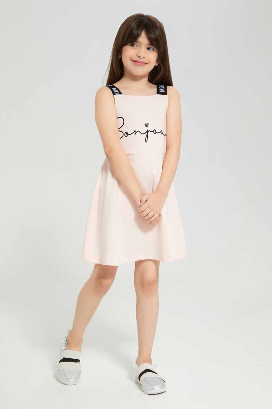Girls Pink Strappy Dress