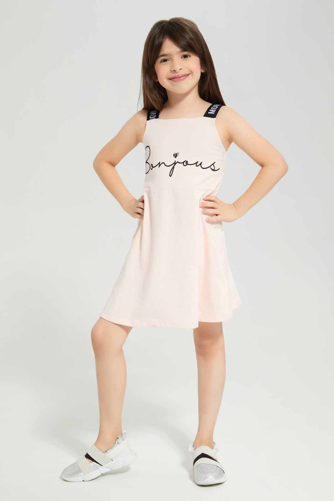 Girls Pink Strappy Dress