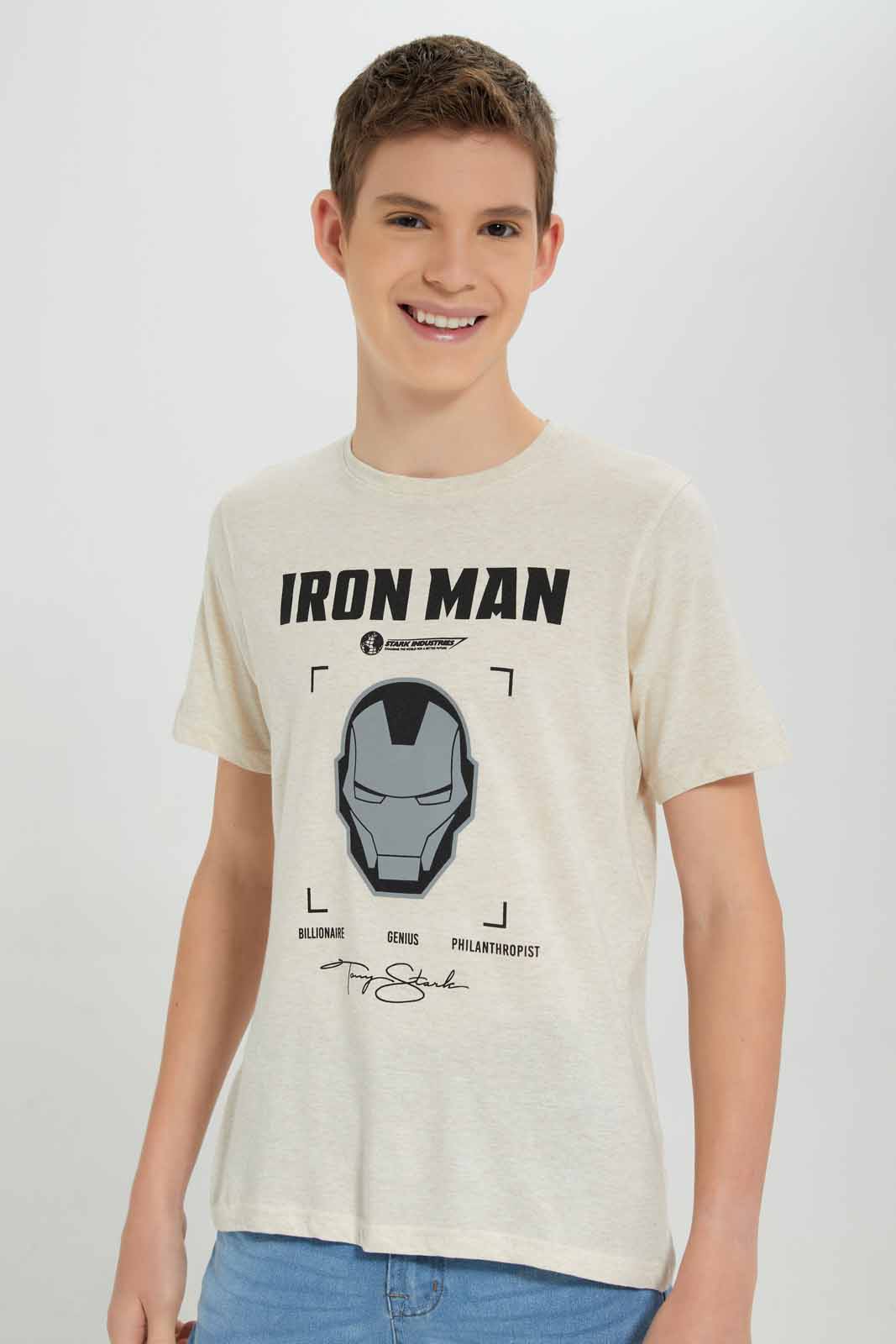 Redtag-Ecru-Mel-Ironman-Tee-BSR-T-Shirts,-Category:T-Shirts,-Colour:Ecru,-Deals:New-In,-Filter:Senior-Boys-(8-to-14-Yrs),-New-In-BSR-APL,-Non-Sale,-Section:Boys-(0-to-14Yrs),-TBL,-W22A-Senior-Boys-9 to 14 Years