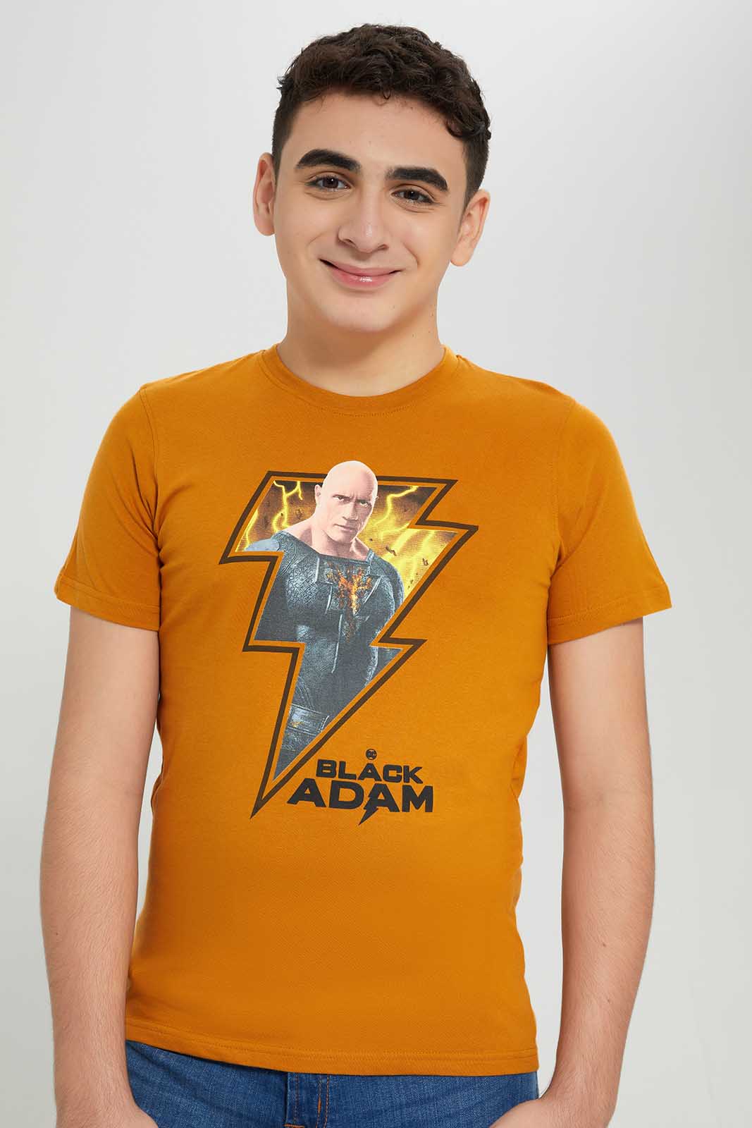 Redtag-Mustard-Black-Adam-Tee-BSR-T-Shirts,-Category:T-Shirts,-Colour:Mustard,-Deals:New-In,-Filter:Senior-Boys-(8-to-14-Yrs),-New-In-BSR-APL,-Non-Sale,-Section:Boys-(0-to-14Yrs),-TBL,-W22A-Senior-Boys-9 to 14 Years