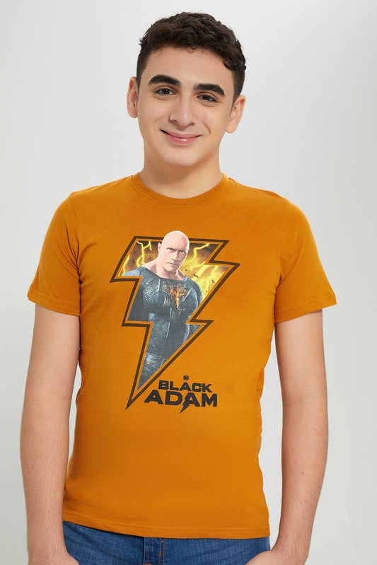 Redtag-Mustard-Black-Adam-Tee-BSR-T-Shirts,-Category:T-Shirts,-Colour:Mustard,-Deals:New-In,-Filter:Senior-Boys-(8-to-14-Yrs),-New-In-BSR-APL,-Non-Sale,-Section:Boys-(0-to-14Yrs),-TBL,-W22A-Senior-Boys-9 to 14 Years