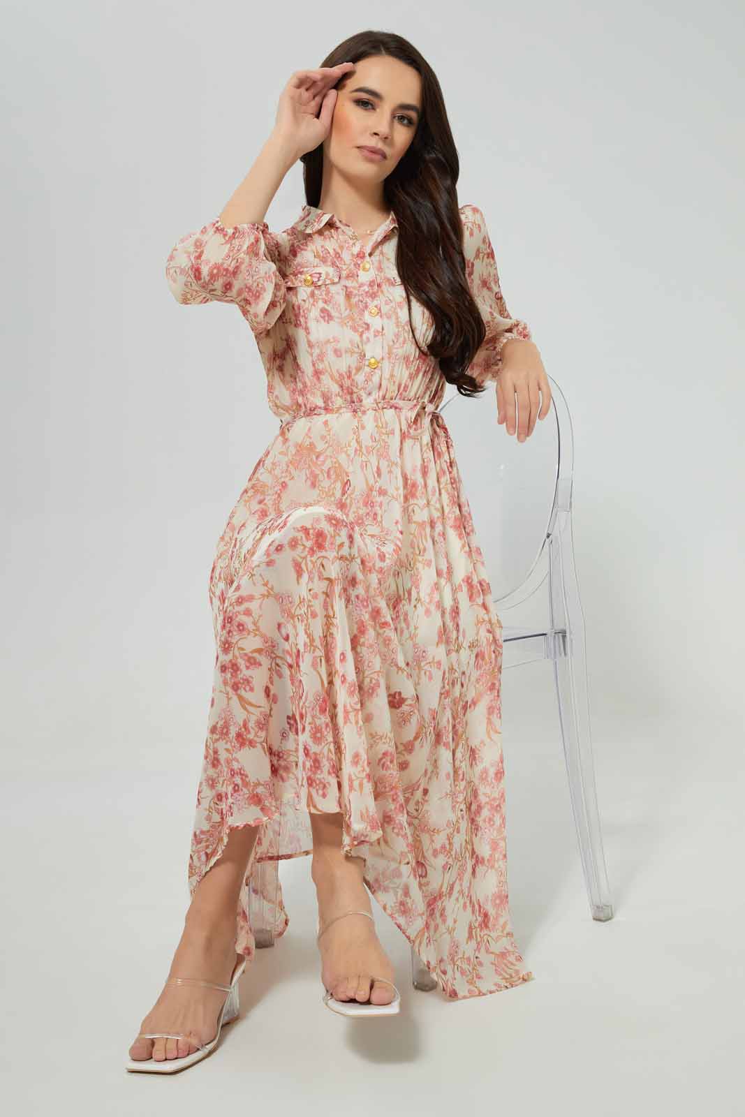 Redtag-Printed-Chiffon-Pleated-Dress-Category:Dresses,-Colour:Assorted,-Deals:New-In,-Filter:Women's-Clothing,-New-In-Women-APL,-Non-Sale,-Section:Women,-W22A,-Women-Dresses-Women's-