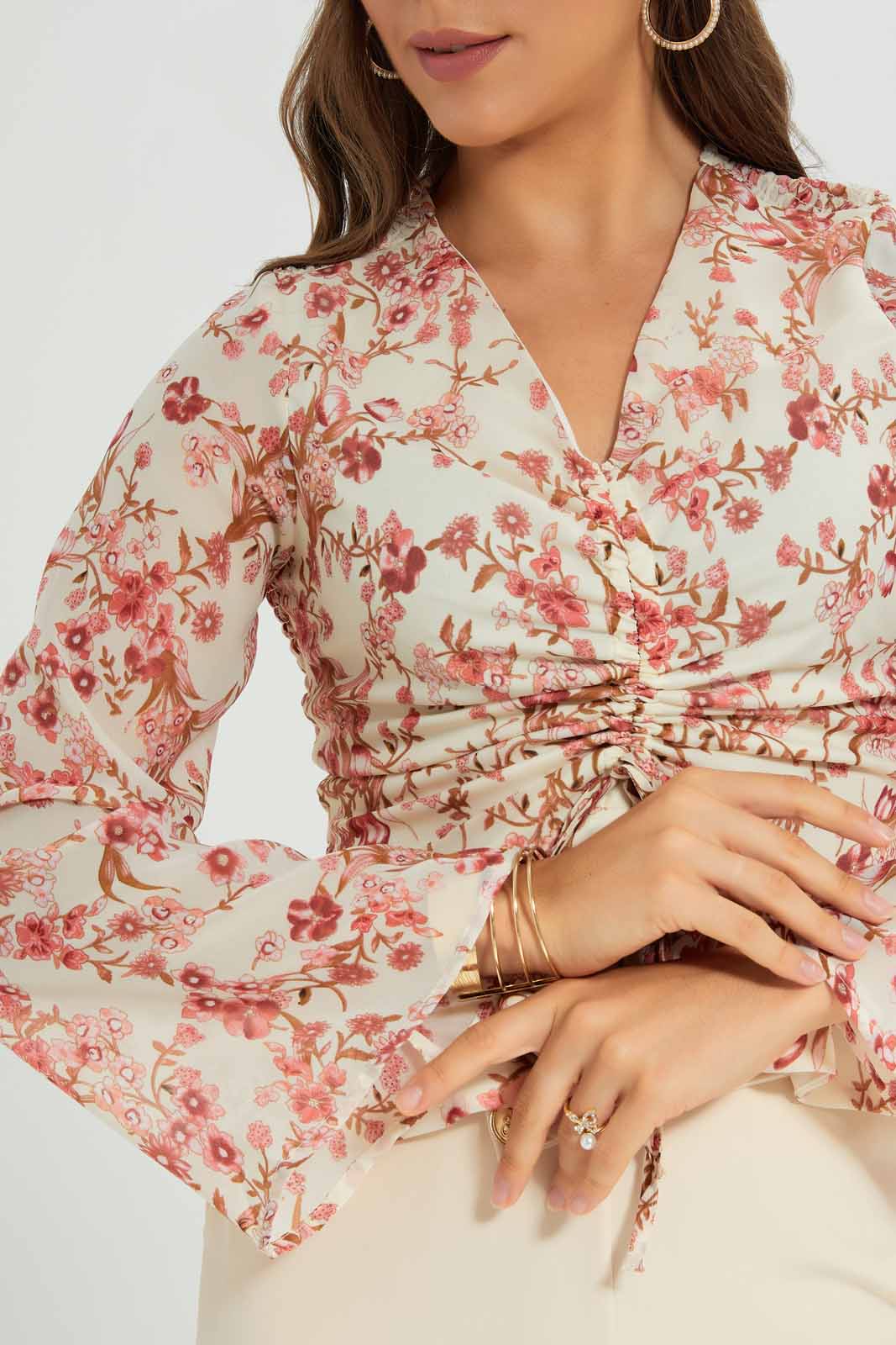 Redtag-Printed-Front-Ruched-Blouse-Category:Blouses,-Colour:Assorted,-Deals:New-In,-Filter:Women's-Clothing,-New-In-Women-APL,-Non-Sale,-Section:Women,-W22A,-Women-Blouses-Women's-