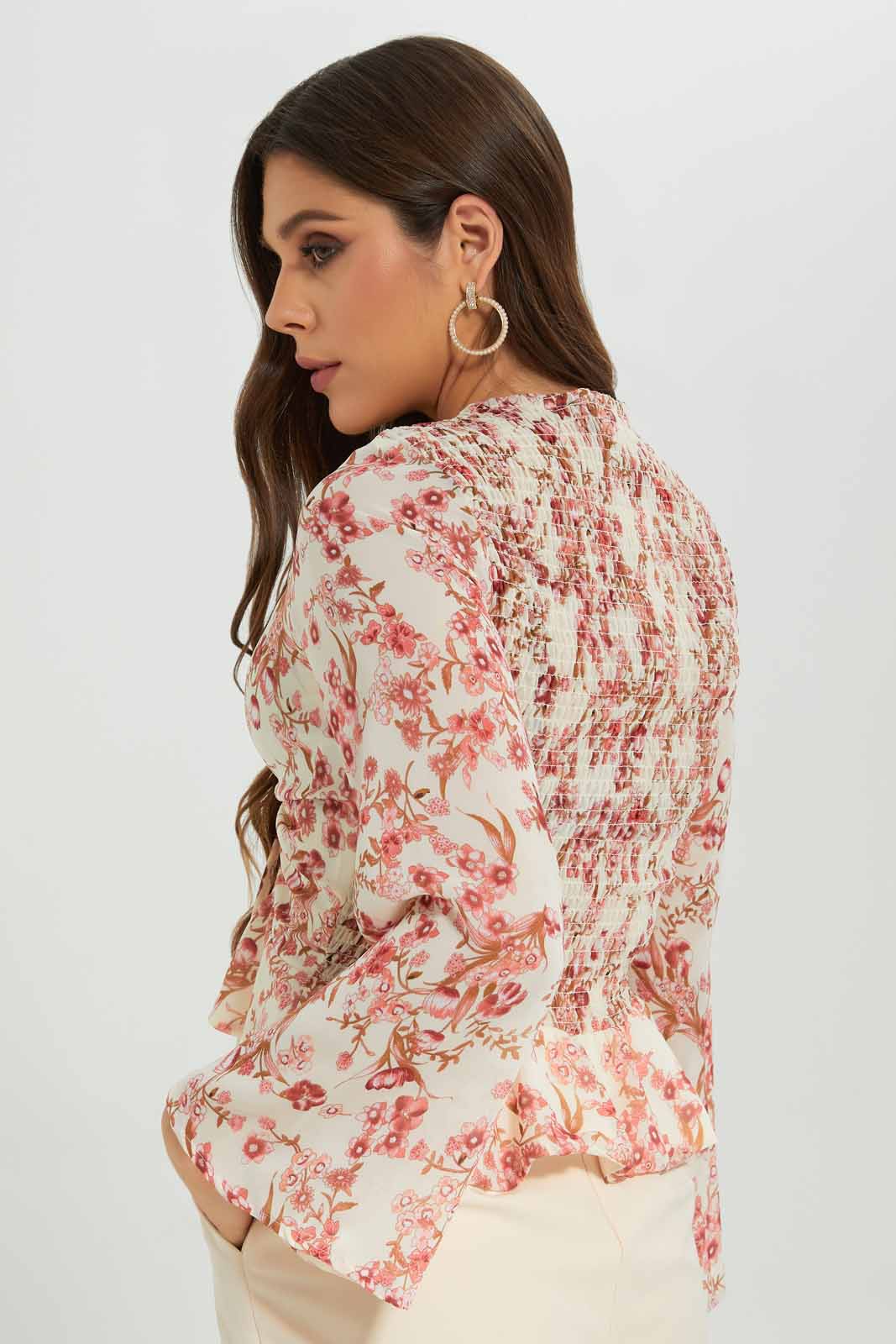 Redtag-Printed-Front-Ruched-Blouse-Category:Blouses,-Colour:Assorted,-Deals:New-In,-Filter:Women's-Clothing,-New-In-Women-APL,-Non-Sale,-Section:Women,-W22A,-Women-Blouses-Women's-
