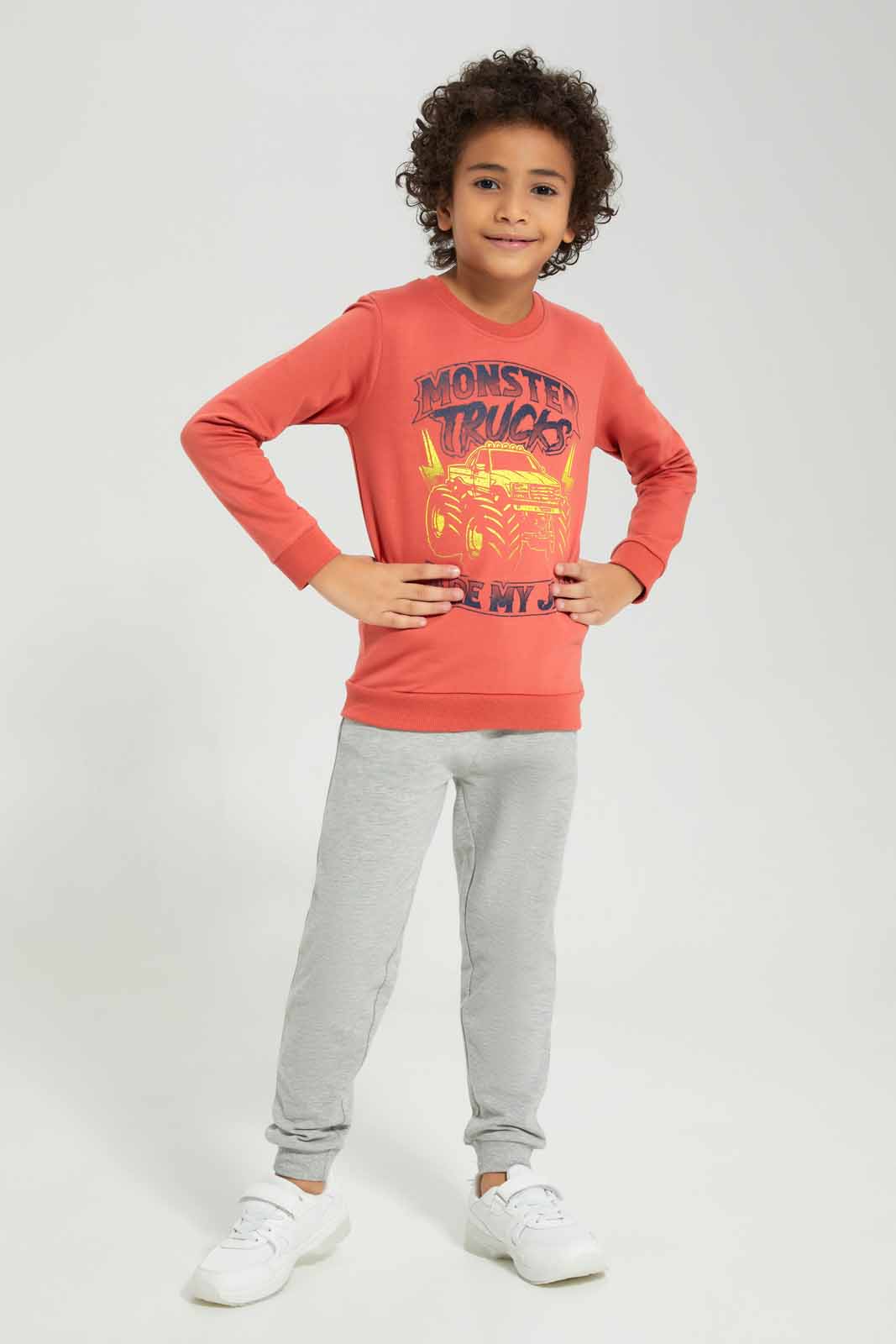 Redtag-Orange-Crew-Neck-Printed-BOY-Sweatshirts,-Category:Sweatshirts,-Colour:Orange,-Deals:New-In,-Filter:Boys-(2-to-8-Yrs),-New-In-BOY-APL,-Non-Sale,-Section:Boys-(0-to-14Yrs),-TBL,-W22B-Boys-2 to 8 Years