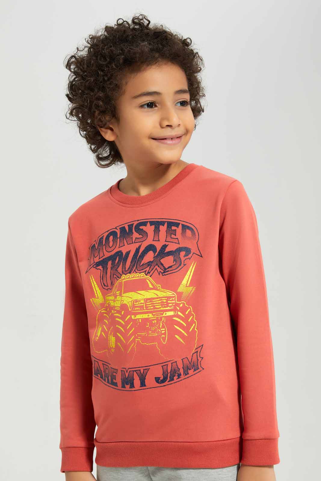 Redtag-Orange-Crew-Neck-Printed-BOY-Sweatshirts,-Category:Sweatshirts,-Colour:Orange,-Deals:New-In,-Filter:Boys-(2-to-8-Yrs),-New-In-BOY-APL,-Non-Sale,-Section:Boys-(0-to-14Yrs),-TBL,-W22B-Boys-2 to 8 Years