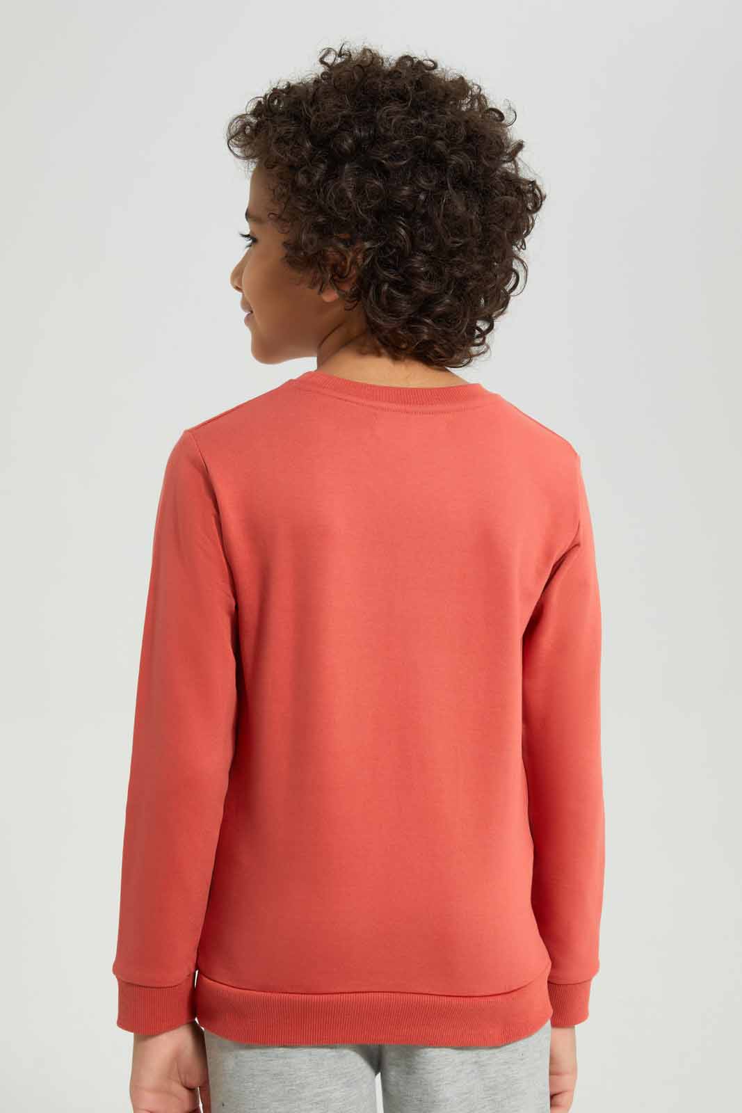 Redtag-Orange-Crew-Neck-Printed-BOY-Sweatshirts,-Category:Sweatshirts,-Colour:Orange,-Deals:New-In,-Filter:Boys-(2-to-8-Yrs),-New-In-BOY-APL,-Non-Sale,-Section:Boys-(0-to-14Yrs),-TBL,-W22B-Boys-2 to 8 Years