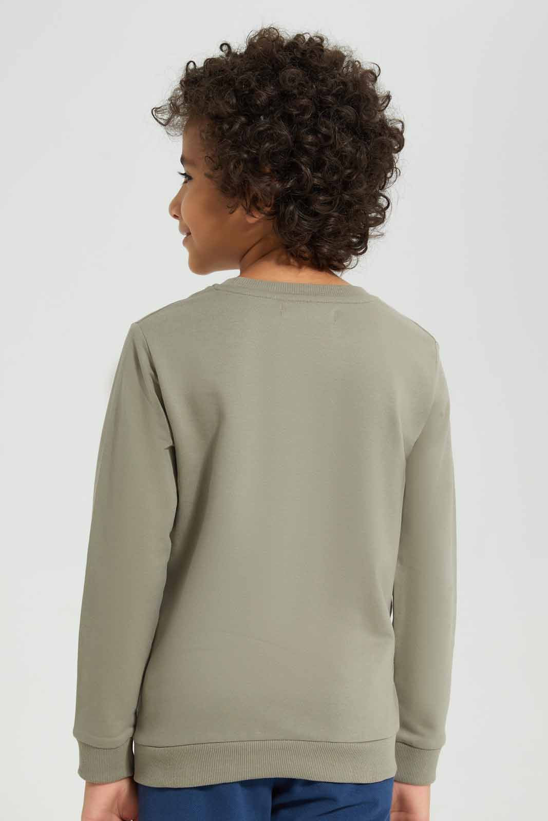 Redtag-Olive-Crew-Neck-Printed-Sweatshirt-BOY-Sweatshirts,-Category:Sweatshirts,-Colour:Olive,-Deals:New-In,-Filter:Boys-(2-to-8-Yrs),-New-In-BOY-APL,-Non-Sale,-Section:Boys-(0-to-14Yrs),-TBL,-W22B-Boys-2 to 8 Years