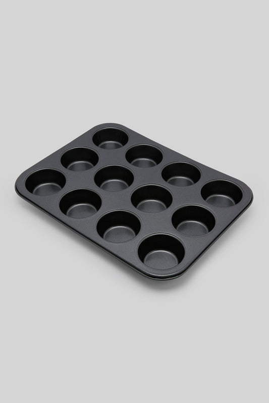 Redtag-Grey-12Cups-Muffin-Pan-Category:Bakeware,-Colour:Grey,-Deals:New-In,-Dept:Home,-Filter:Home-Dining,-HMW-DIN-Cookware,-New-In-HMW-DIN,-Non-Sale,-Section:Homewares,-W22B-Home-Dining-