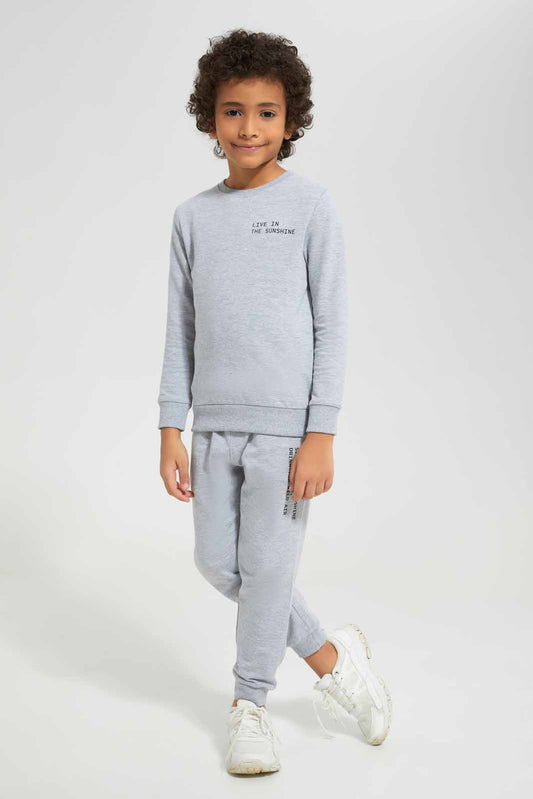 Redtag-Grey-Printed-Crew-Neck-Jogsuit-BOY-Jog-Sets,-Category:Jog-Sets,-Colour:Grey,-Deals:New-In,-Filter:Boys-(2-to-8-Yrs),-New-In-BOY-APL,-Non-Sale,-Section:Boys-(0-to-14Yrs),-W22A-Boys-2 to 8 Years