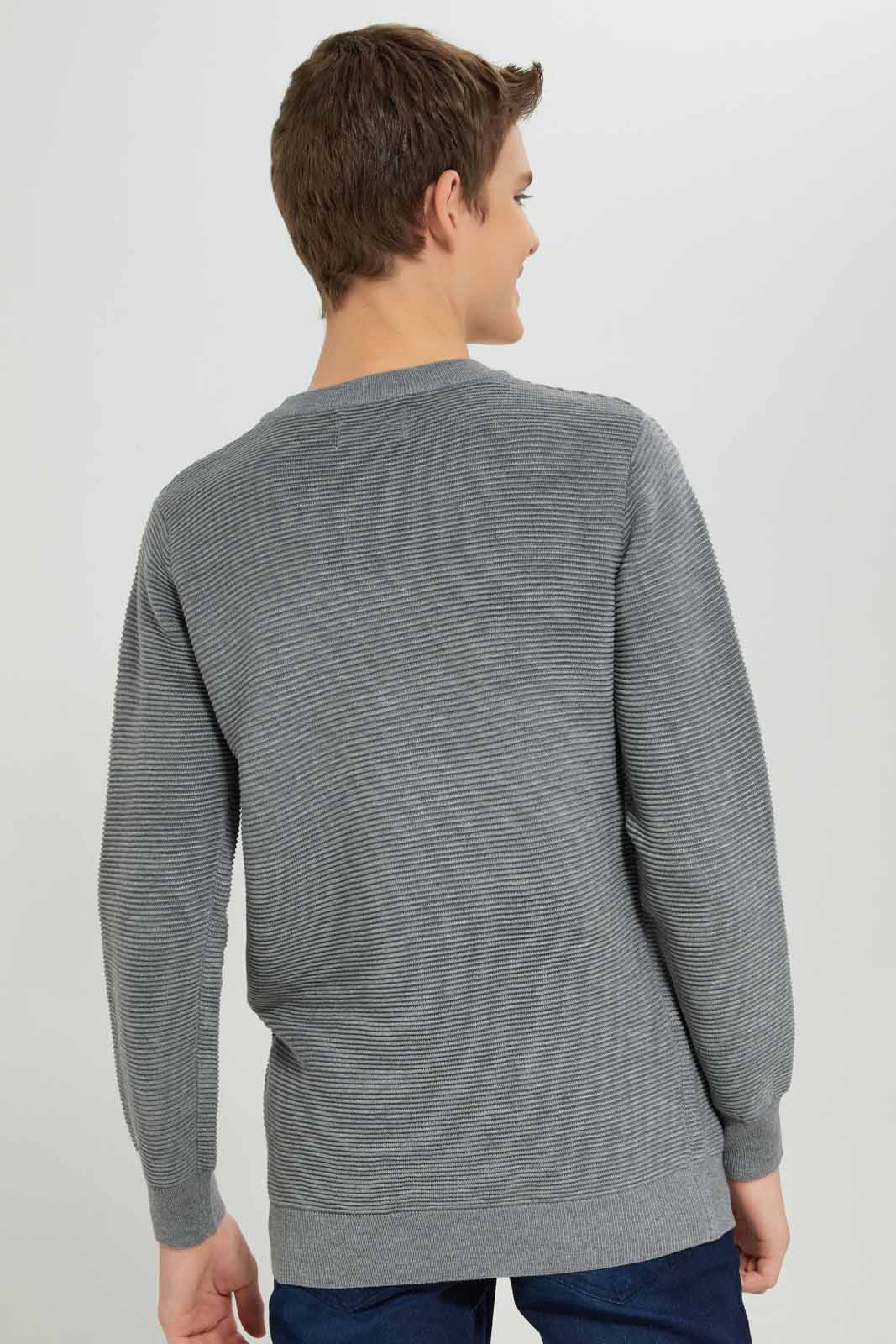 Redtag-Grey-Mel-Jacquard-Pullover-BSR-Pullovers,-Category:Pullovers,-Colour:Grey,-Deals:New-In,-Dept:Boys,-Filter:Senior-Boys-(8-to-14-Yrs),-New-In-BSR-APL,-Non-Sale,-Section:Boys-(0-to-14Yrs),-W22B-Senior-Boys-9 to 14 Years