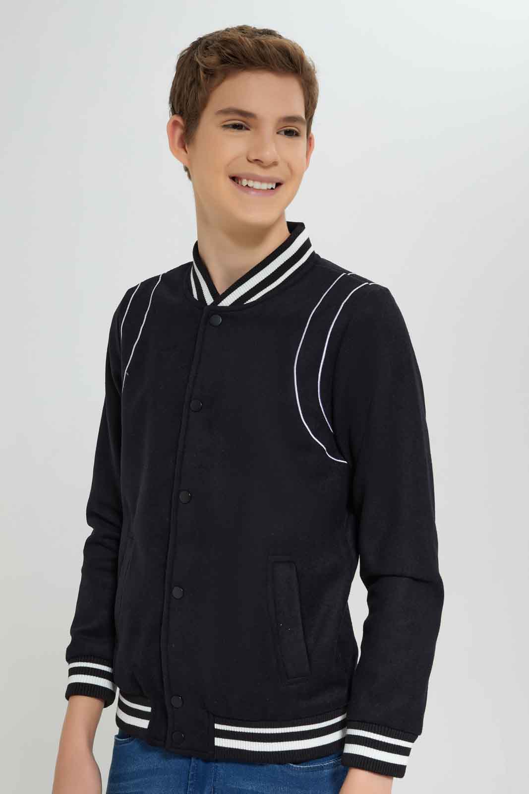 Redtag-Black-EHW-Baseball-Jacket-BSR-Jackets,-Category:Jackets,-Colour:Black,-Deals:New-In,-Dept:Boys,-EHW,-Filter:Senior-Boys-(8-to-14-Yrs),-New-In-BSR-APL,-Non-Sale,-Section:Boys-(0-to-14Yrs),-W22B-Senior-Boys-9 to 14 Years