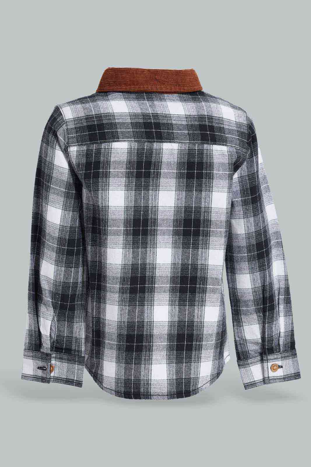 Redtag-Black-Gingham-With-Cord-Collar-Category:Shirts,-Colour:Black,-Deals:New-In,-Dept:Boys,-Filter:Infant-Boys-(3-to-24-Mths),-INB-Shirts,-New-In-INB-APL,-Non-Sale,-Section:Boys-(0-to-14Yrs),-W22B-Infant-Boys-3 to 24 Months