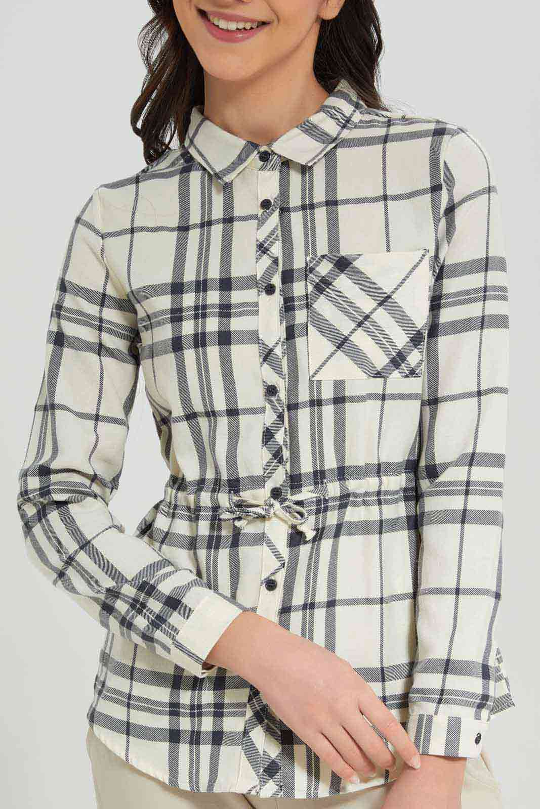 Redtag-White/Black-Plaid-Tunic-Category:Blouses,-Colour:Assorted,-Deals:New-In,-Filter:Senior-Girls-(8-to-14-Yrs),-GSR-Blouses,-New-In-GSR-APL,-Non-Sale,-Section:Girls-(0-to-14Yrs),-W22A-Senior-Girls-9 to 14 Years