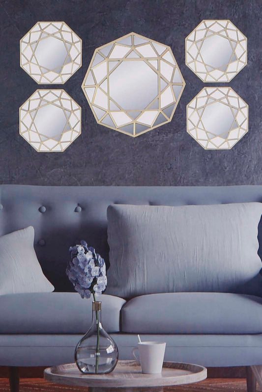 Redtag-Gold-Decorative-Mirror-Set(5Piece)-Category:Mirrors,-Colour:Gold,-Deals:New-In,-Dept:Home,-Filter:Home-Decor,-HMW-HOM-Wall-Decor-&-Mirrors,-New-In-HMW-HOM,-Non-Sale,-Section:Homewares,-W22A-Home-Decor-