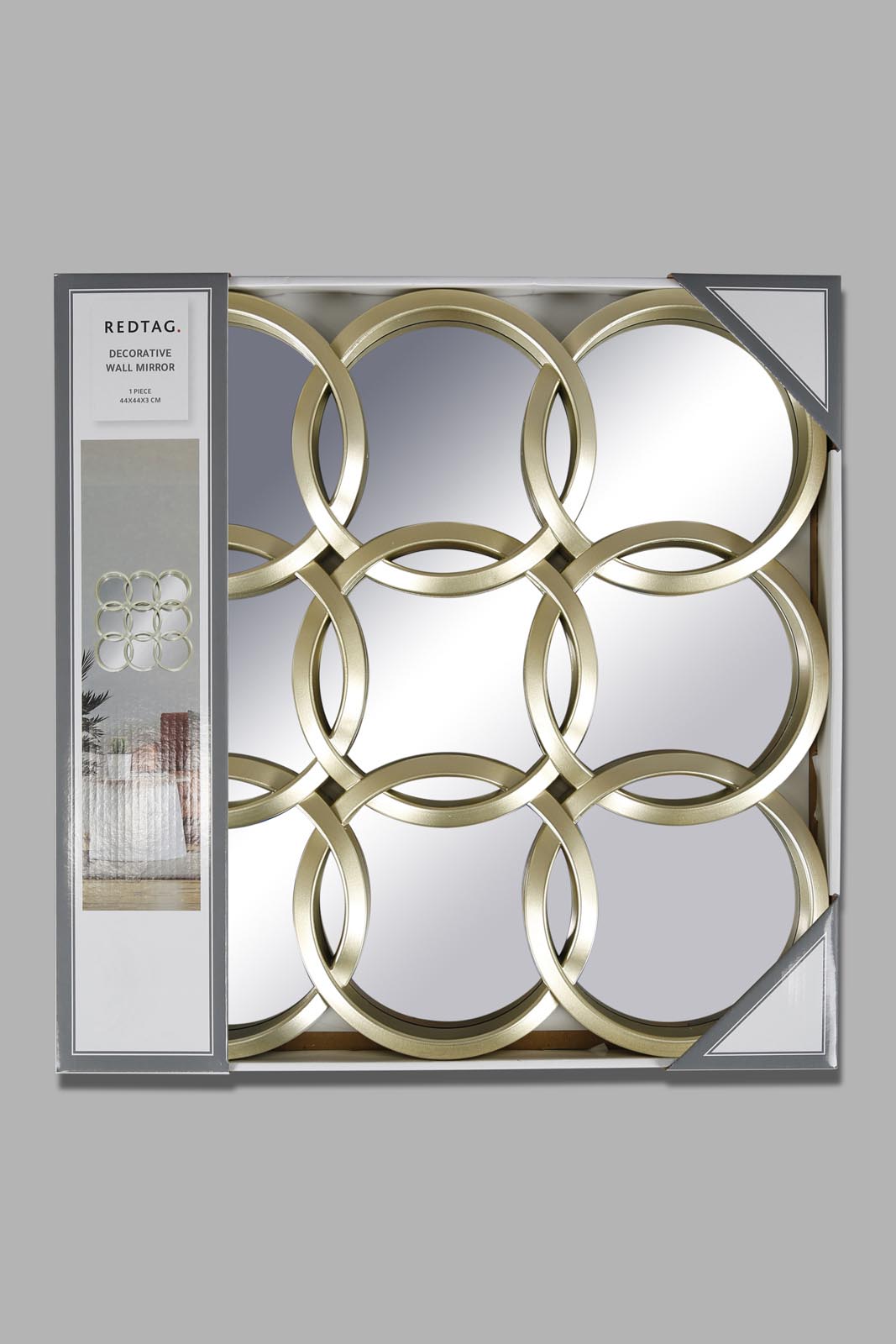 Redtag-Gold-Round-Pattern-Mirror-Category:Mirrors,-Colour:Gold,-Deals:New-In,-Dept:Home,-Filter:Home-Decor,-HMW-HOM-Wall-Decor-&-Mirrors,-New-In-HMW-HOM,-Non-Sale,-Section:Homewares,-W22A-Home-Decor-
