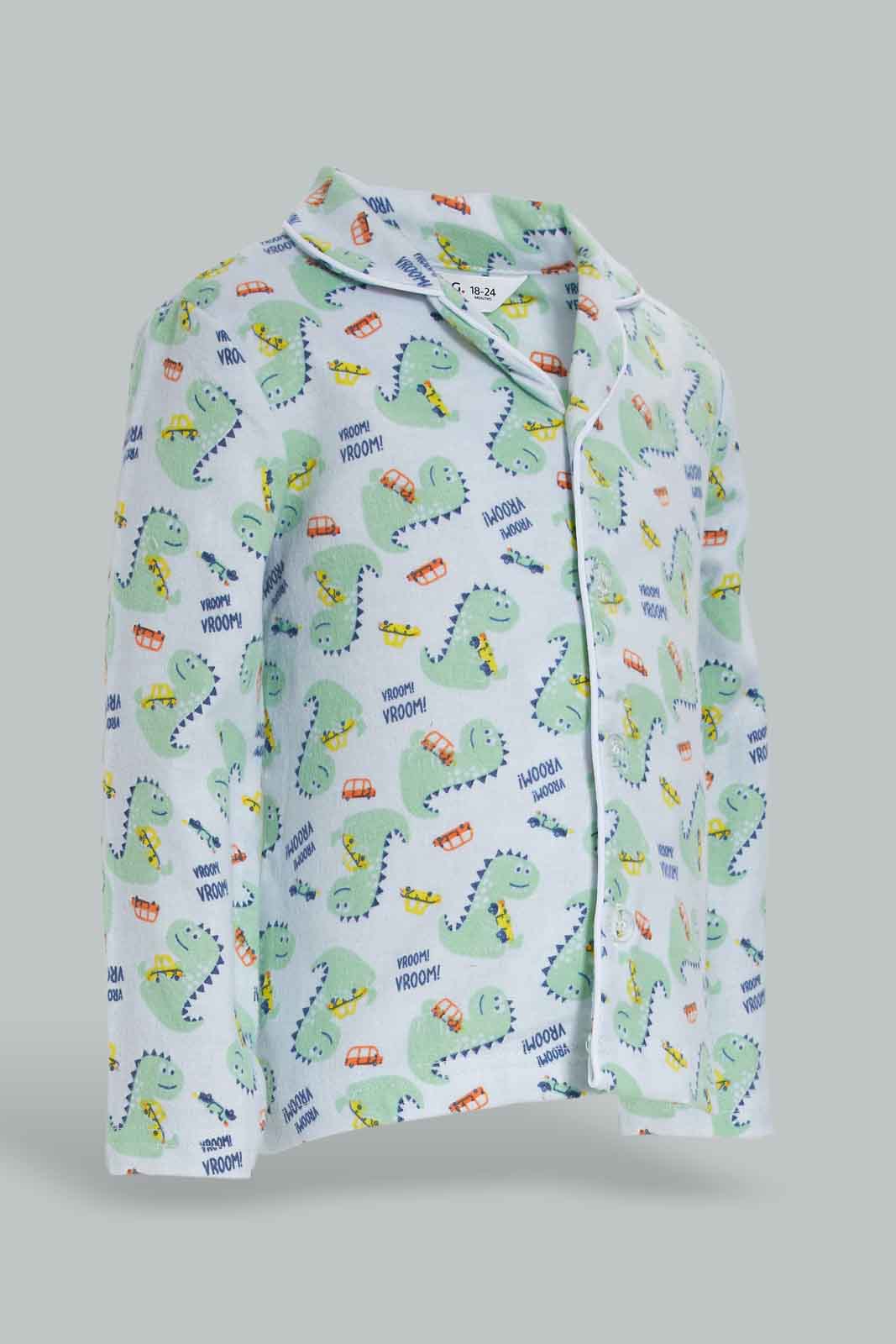 Redtag-Blue-Dino-Printed-Flannel-Pj-Set-2-Pack-Category:Pyjama-Sets,-Colour:Blue,-Deals:New-In,-Filter:Infant-Boys-(3-to-24-Mths),-INB-Pyjama-Sets,-New-In-INB-APL,-Non-Sale,-Section:Boys-(0-to-14Yrs),-W22A-Infant-Boys-3 to 24 Months
